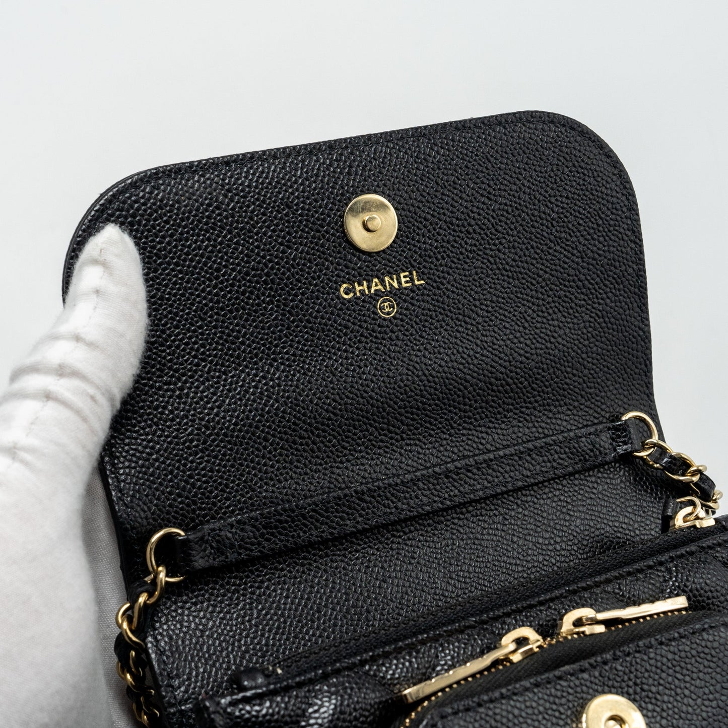 Chanel mini business affinity flap bag with chain caviar black L (microchip)