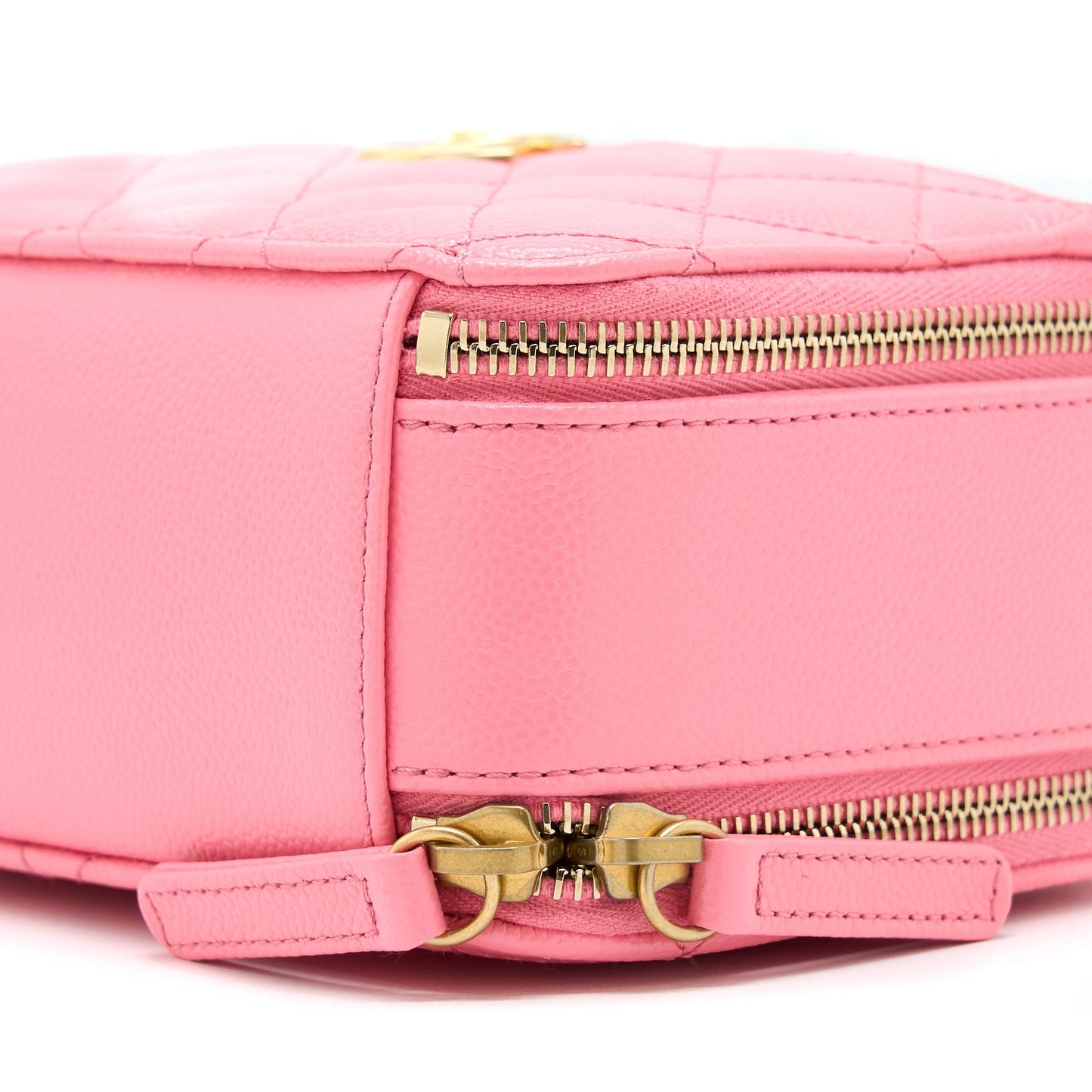 Chanel 22S Letter Top Handle Small Vanity Case Caviar Pink Brushed