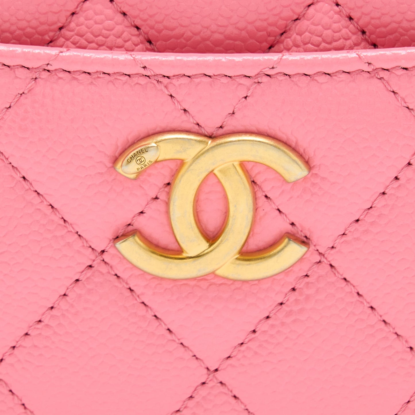 Chanel 22S Letter Top Handle Small Vanity Case Caviar Pink Brushed
