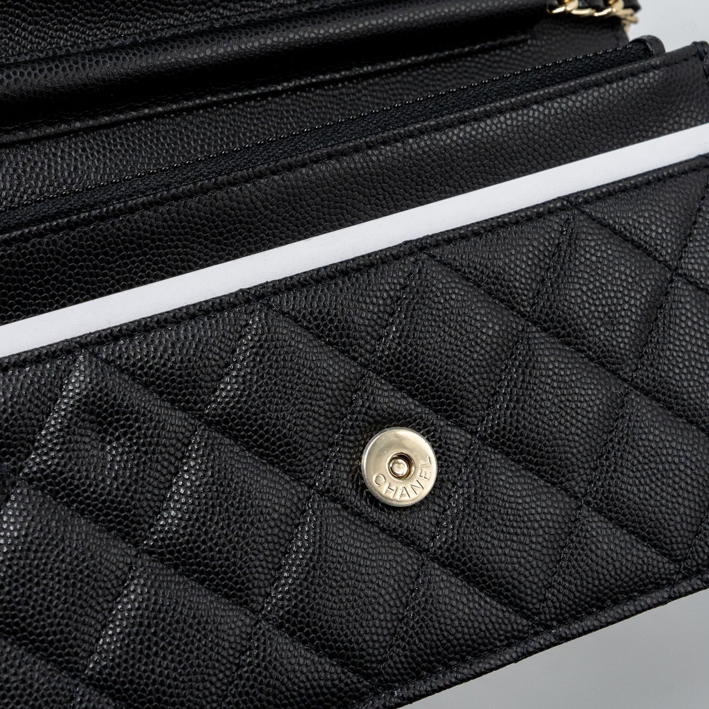 Chanel Detailed Logo Wallet On Chain Black Caviar L (microchip)