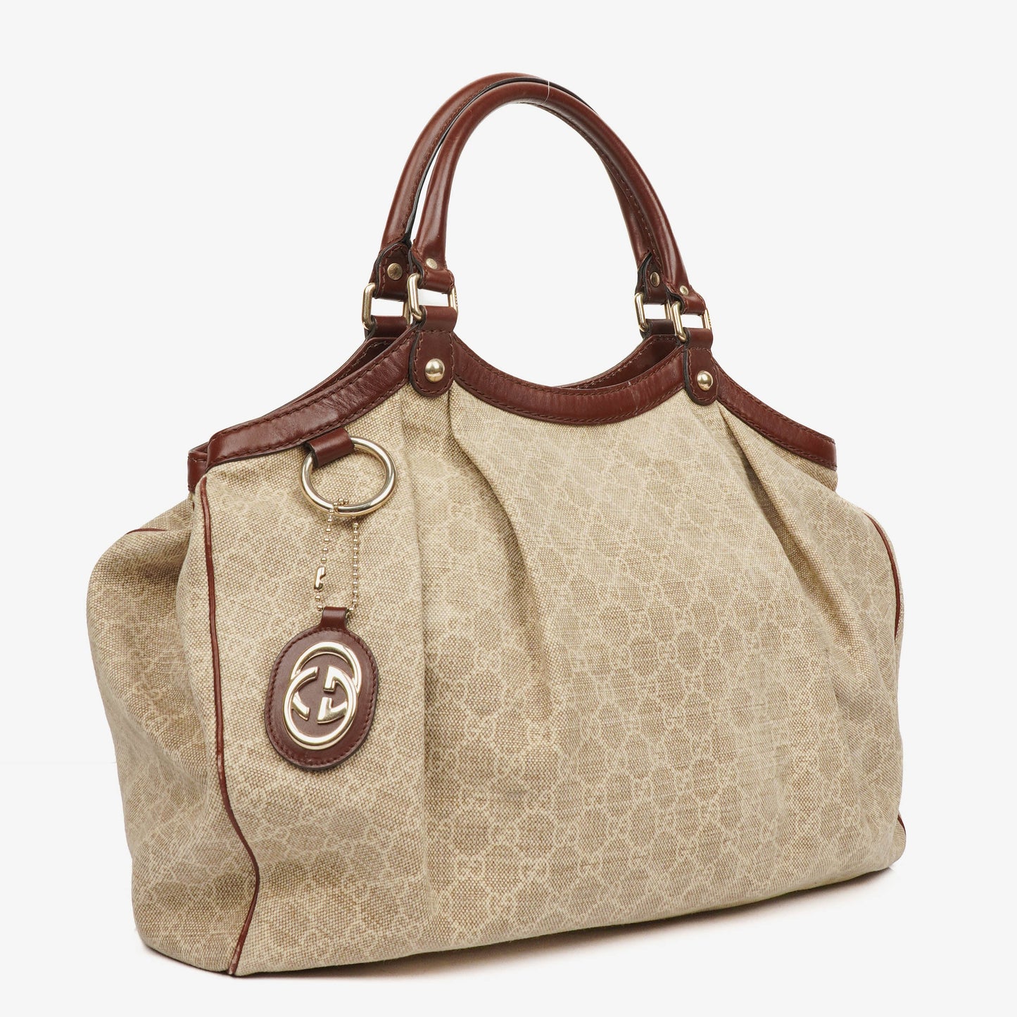 Gucci Beige/Brown Diamante Canvas Sukey Shoulder Hobo Bag