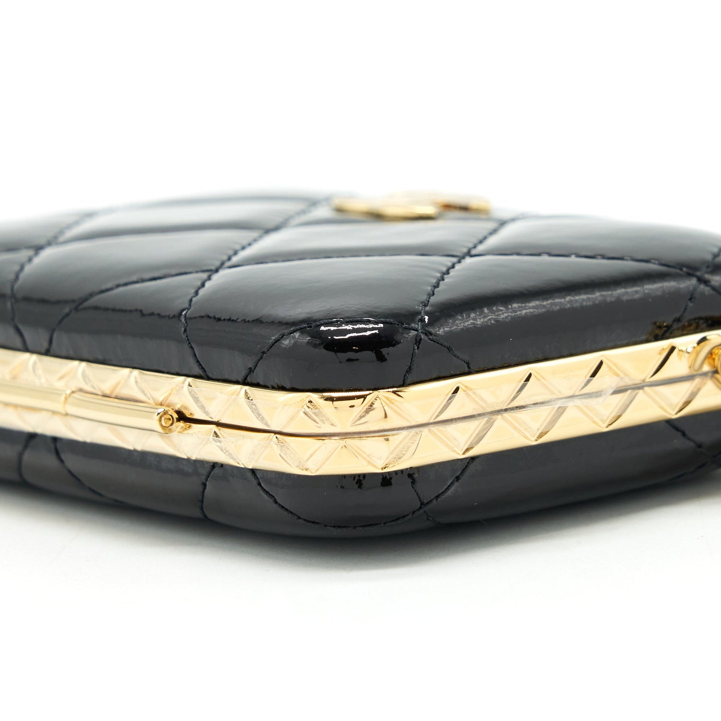Chanel 21A Mini Clip Box With Chain Patent Black L