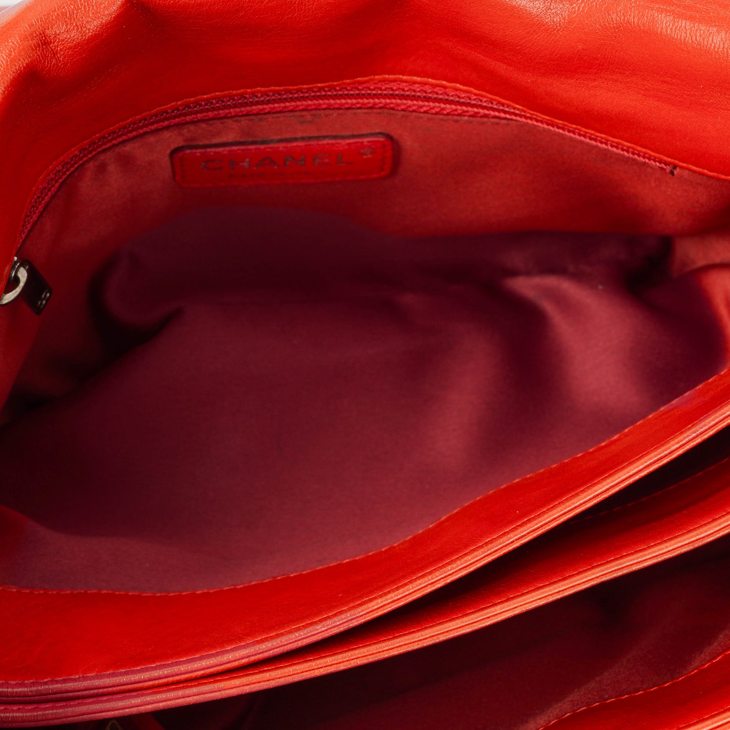 Chanel Red Quilted Leather Accordion Single Flap Bag
