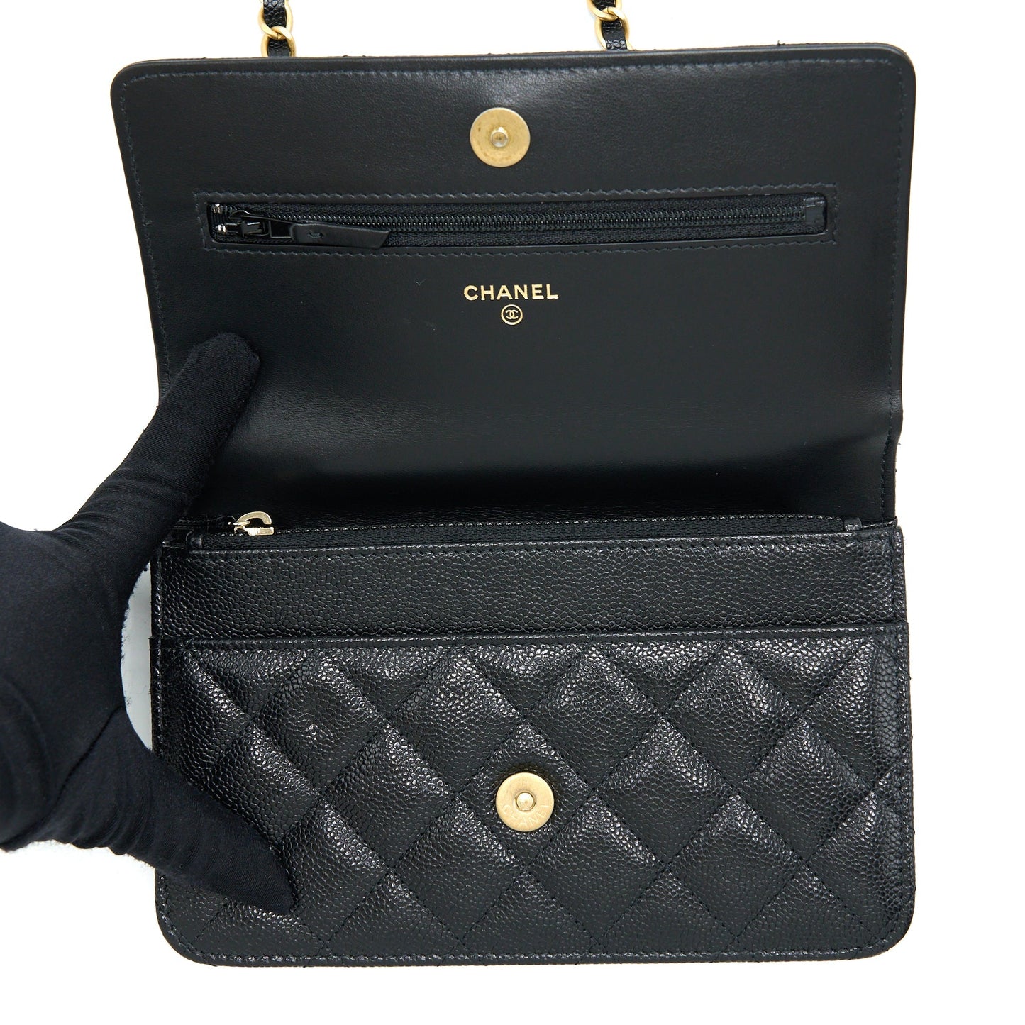 Chanel Top Handle Wallet On Chain Caviar Black