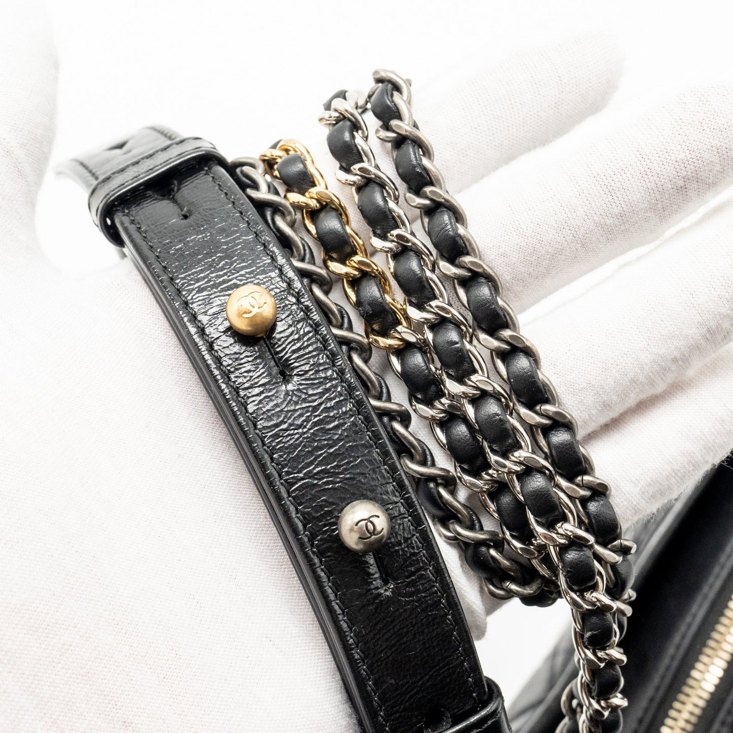 Chanel Small Gabrielle Hobo Bag Calfskin Black Multicolour Hardware