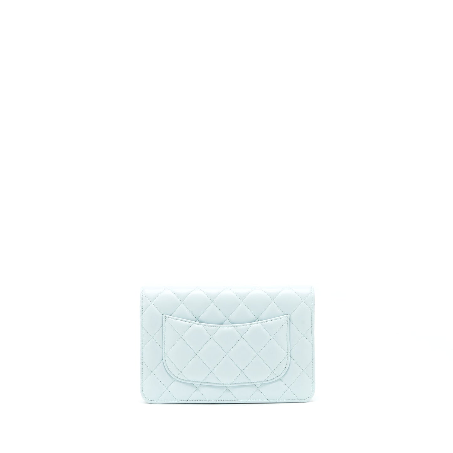 Chanel Ribbon Wallet on chain lambskin light blue L
