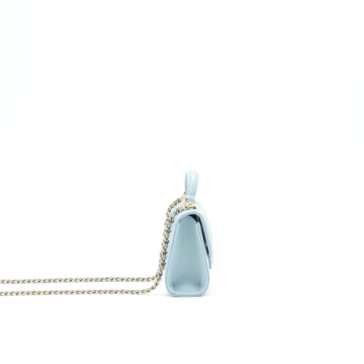 Chanel 22P top Handle Mini Vanity on Chain Lambskin light blue L