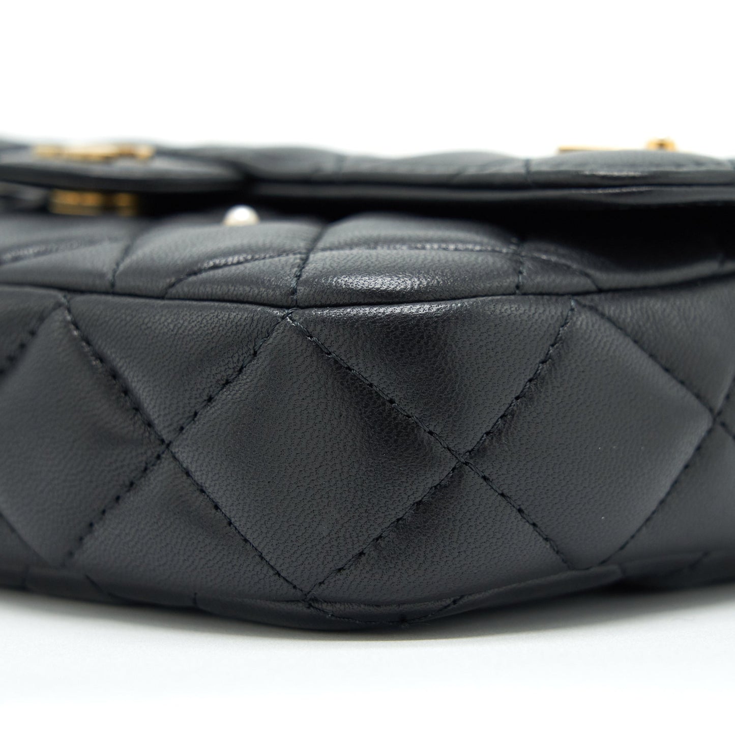 Chanel Limited Charm Double Layer Mini Chain Bag Lambskin Black