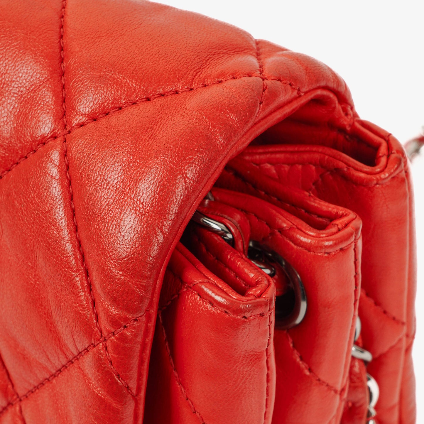Chanel Red Quilted Leather Accordion Single Flap Bag