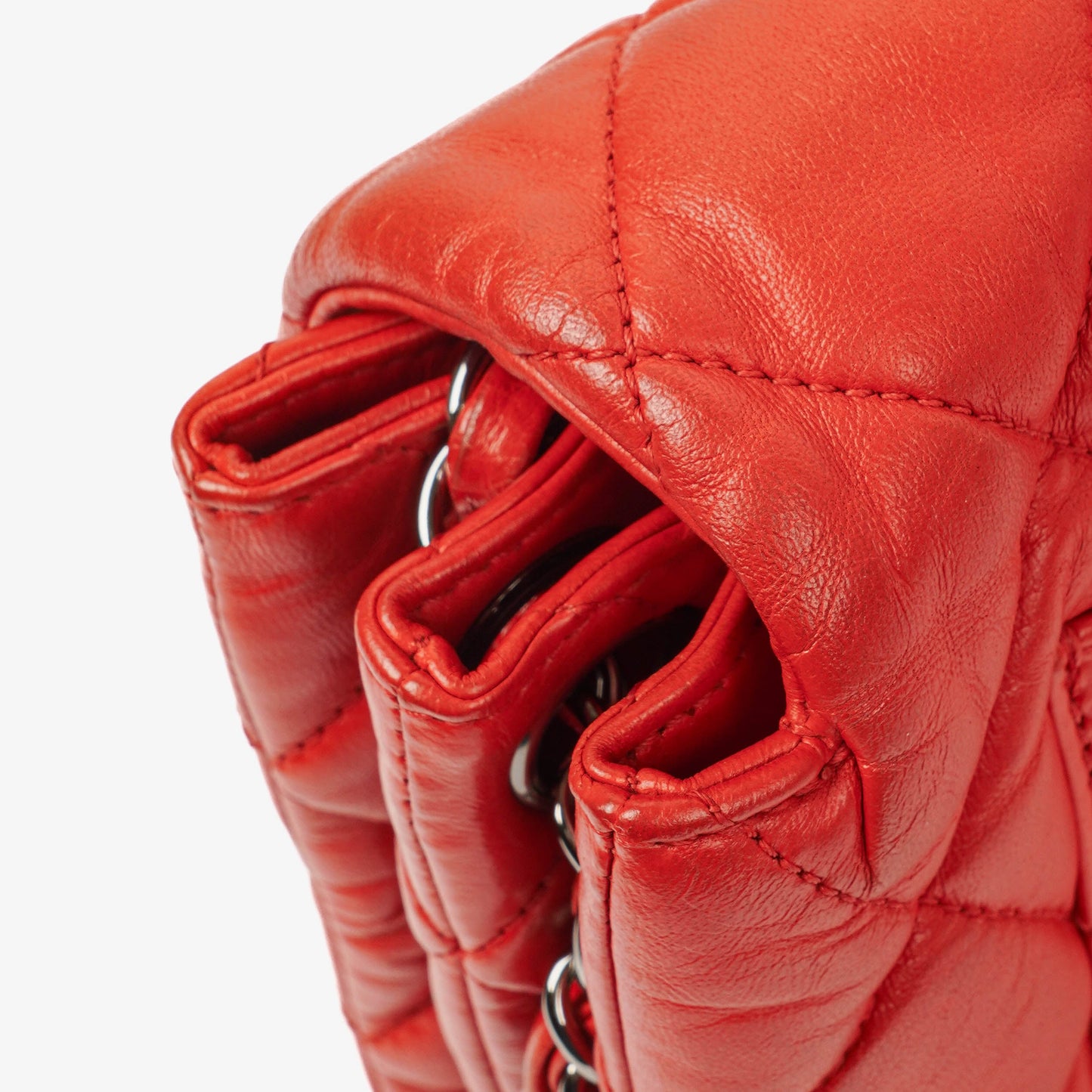 Chanel Red Quilted Leather Accordion Single Flap Bag