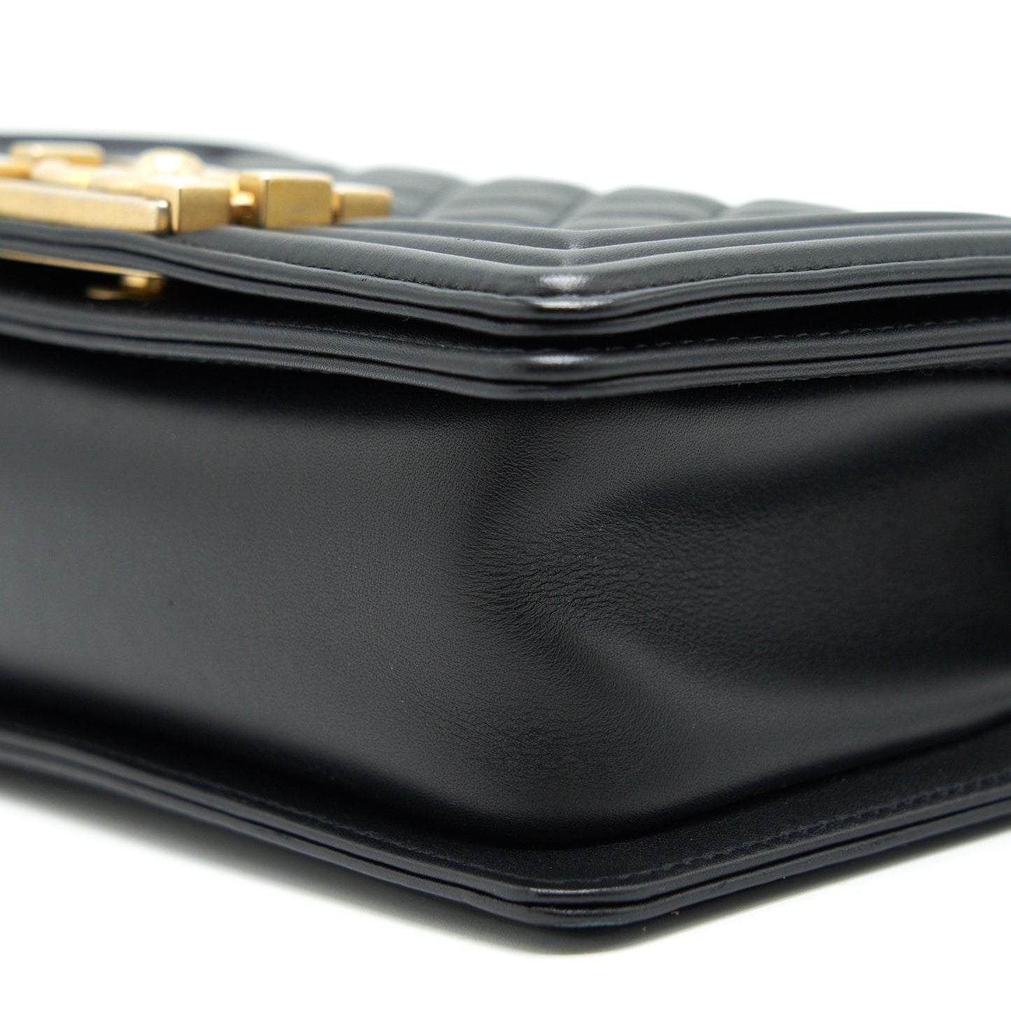 Chanel small boy Bag Calfskin Black with  serial27