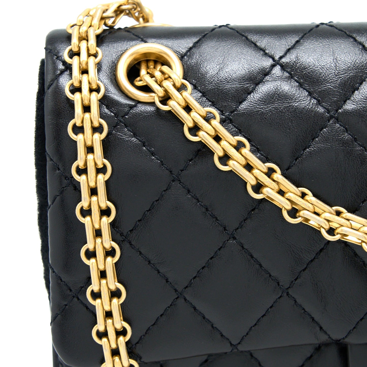 Chanel Small 2.55 Reissue Flap Bag Aged Calfskin Black Brushed