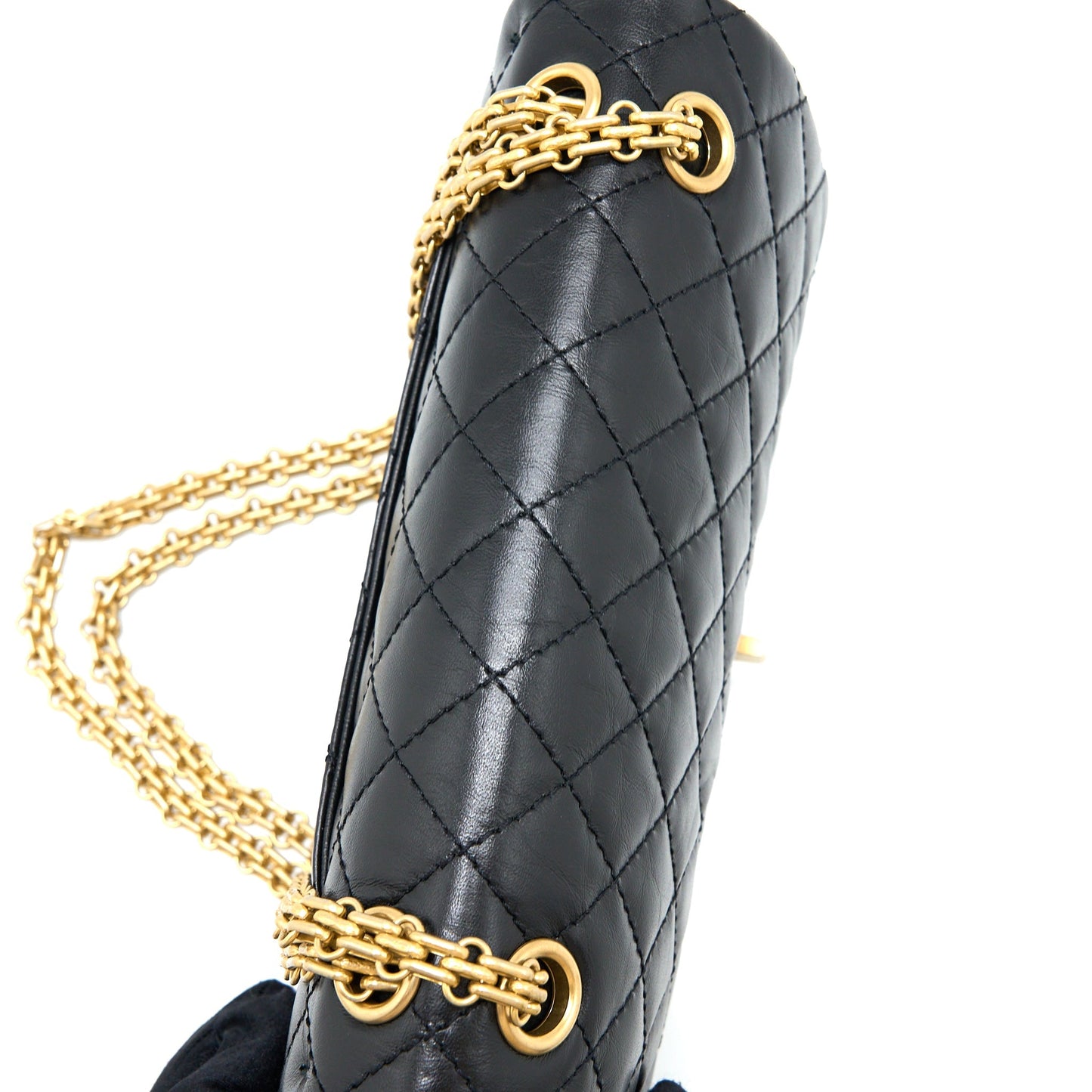 Chanel Small 2.55 Reissue Flap Bag Aged Calfskin Black Brushed