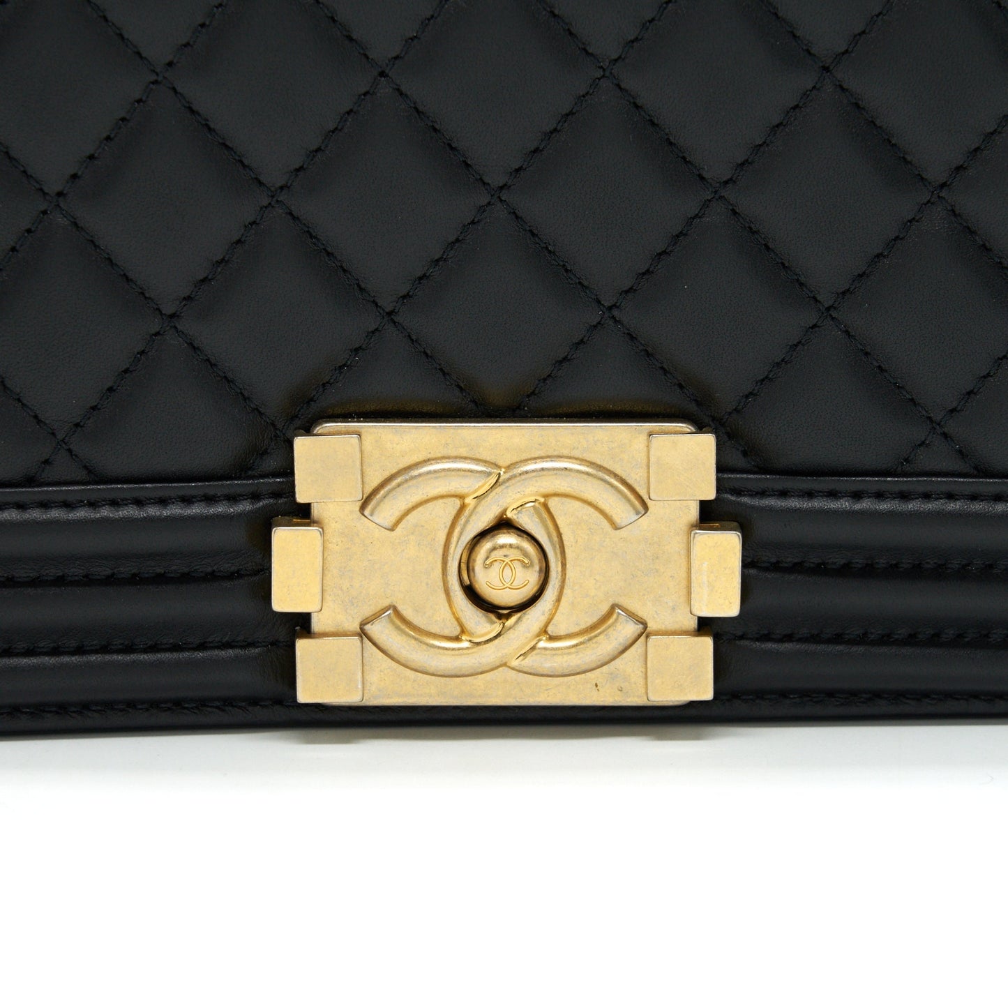 Chanel small boy Bag Calfskin Black with  serial27
