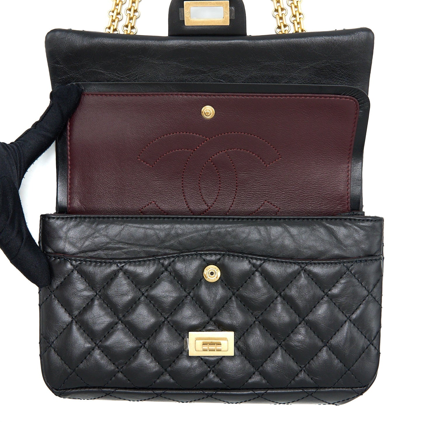 Chanel Small 2.55 Reissue Flap Bag Aged Calfskin Black Brushed