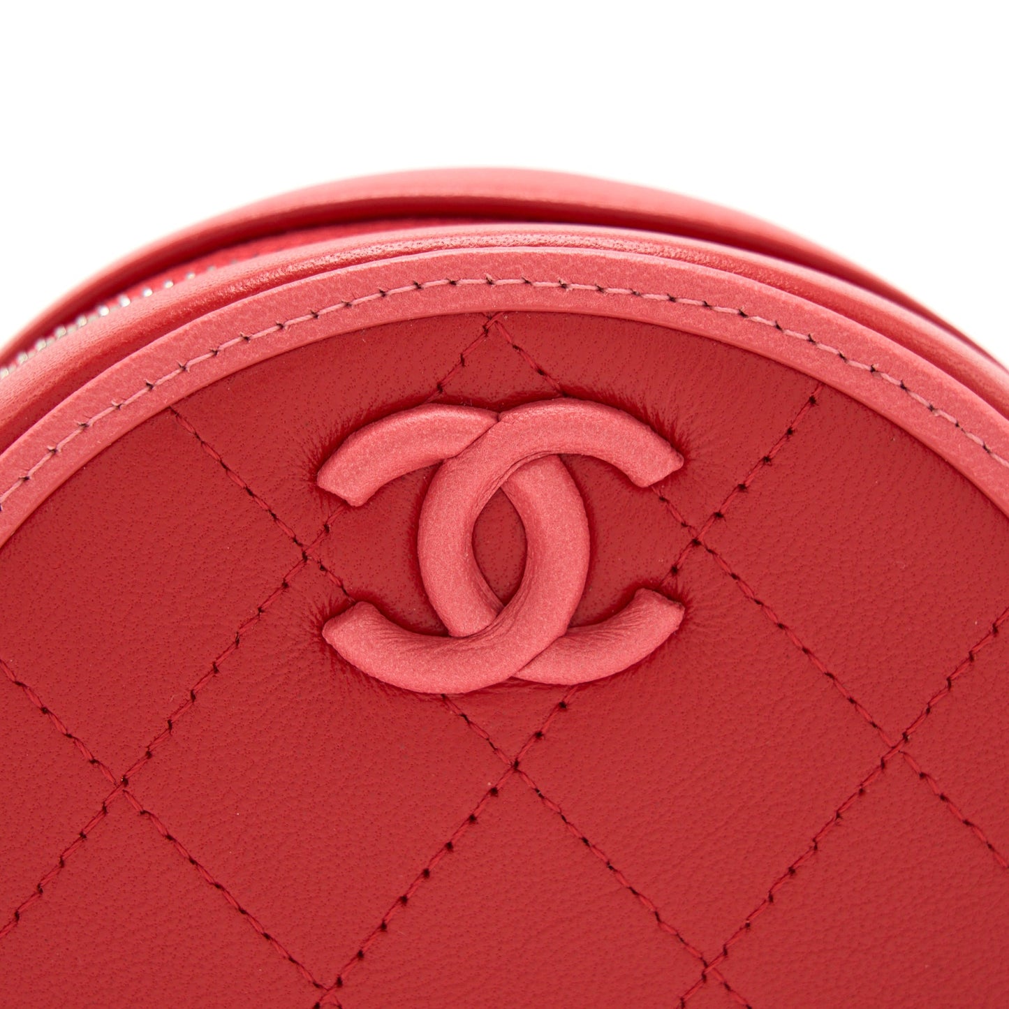 Chanel Round Crossbody Clutch Lambskin Red/Pink