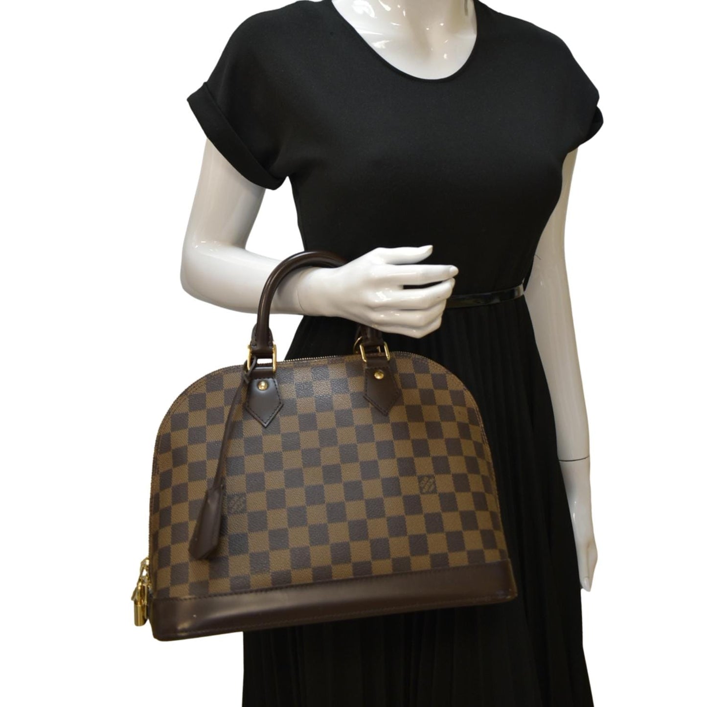 Louis Vuitton Alma PM Damier Ebene Satchel Bag Brown
