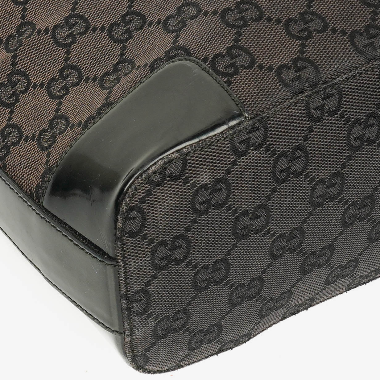 Gucci Monogram Canvas And Patent Leather Hobo Shoulder Bag
