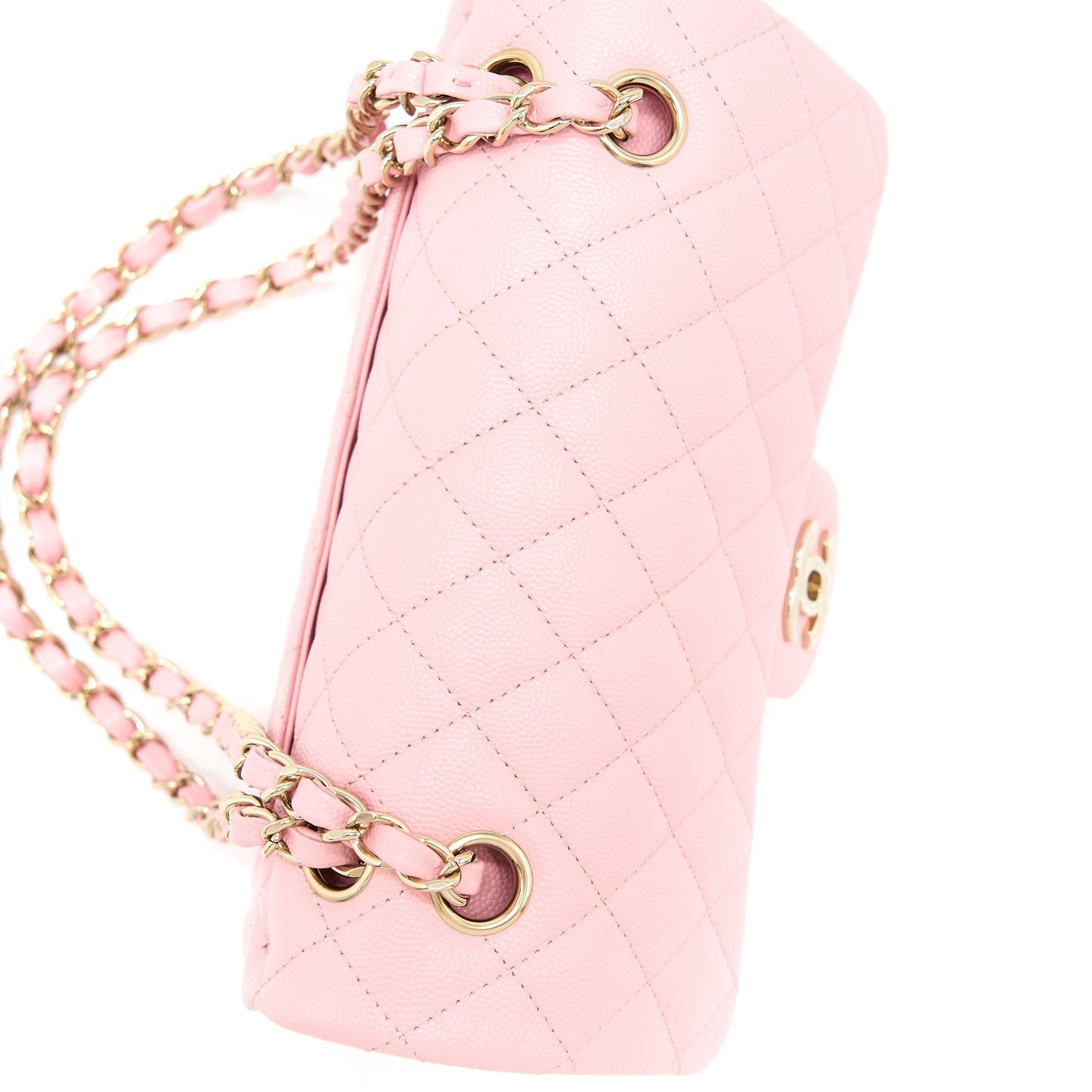 Chanel 22C Small Classic Double Flap Bag Caviar Pink L (Microchip)