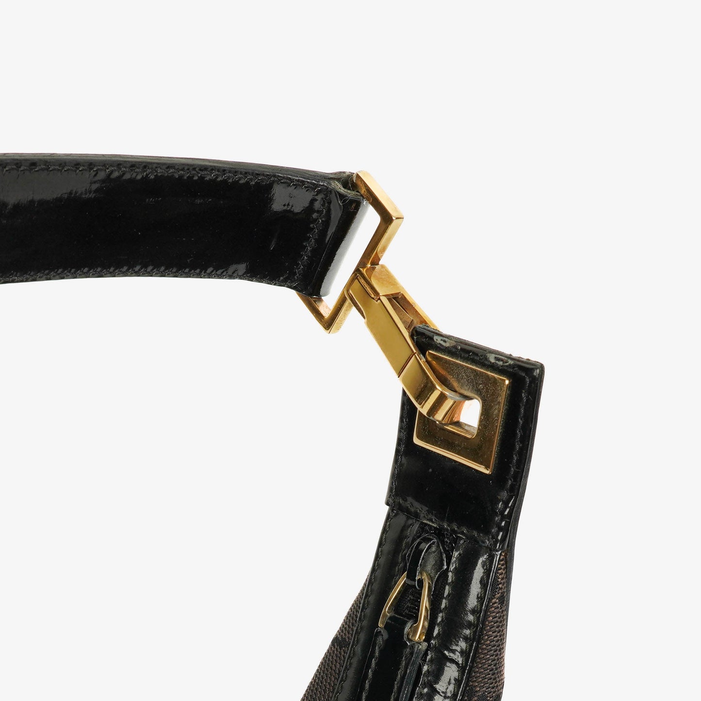 Gucci Monogram Canvas And Patent Leather Hobo Shoulder Bag