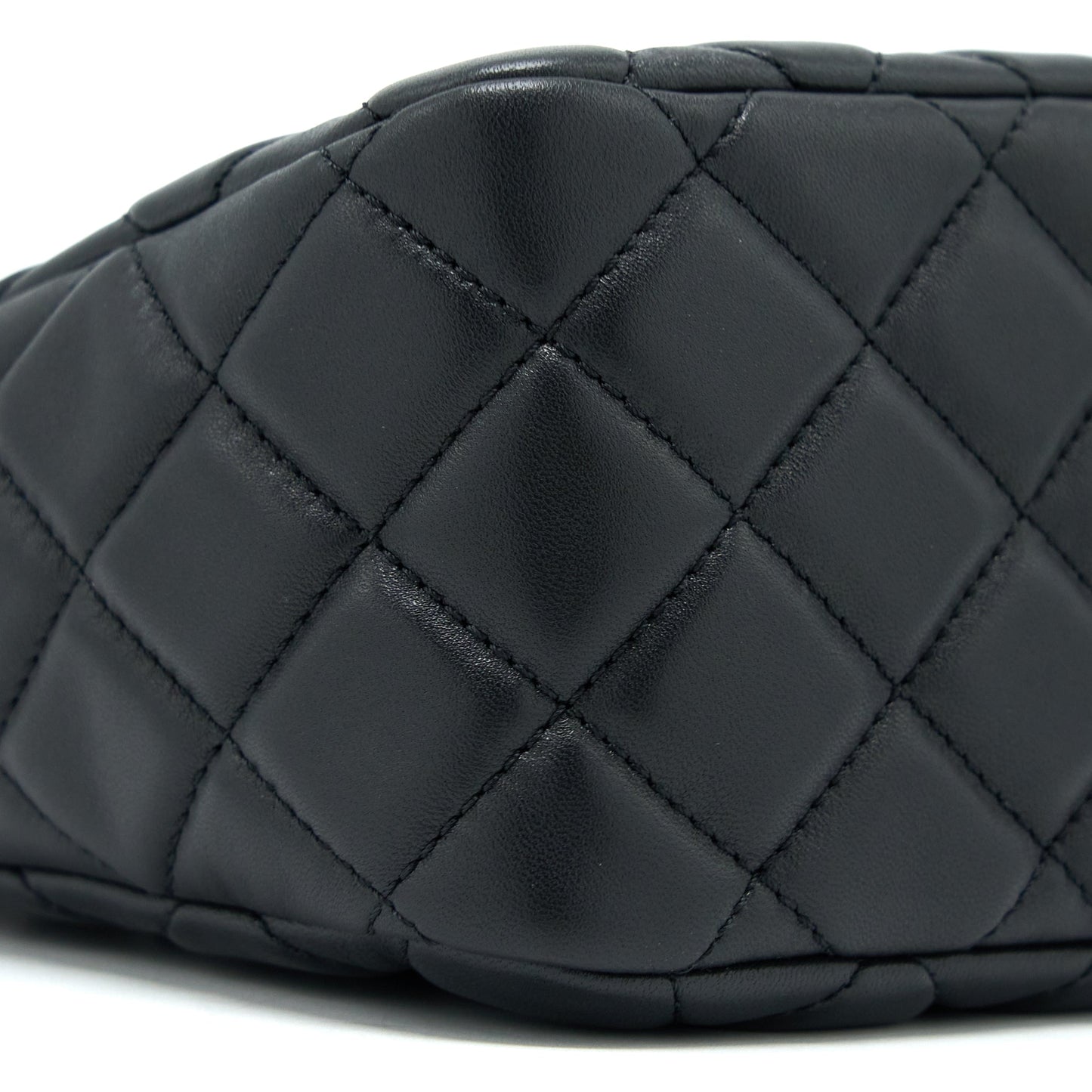 Chanel Pearl Crush Hobo Bag Lambskin Black  (Microchip)