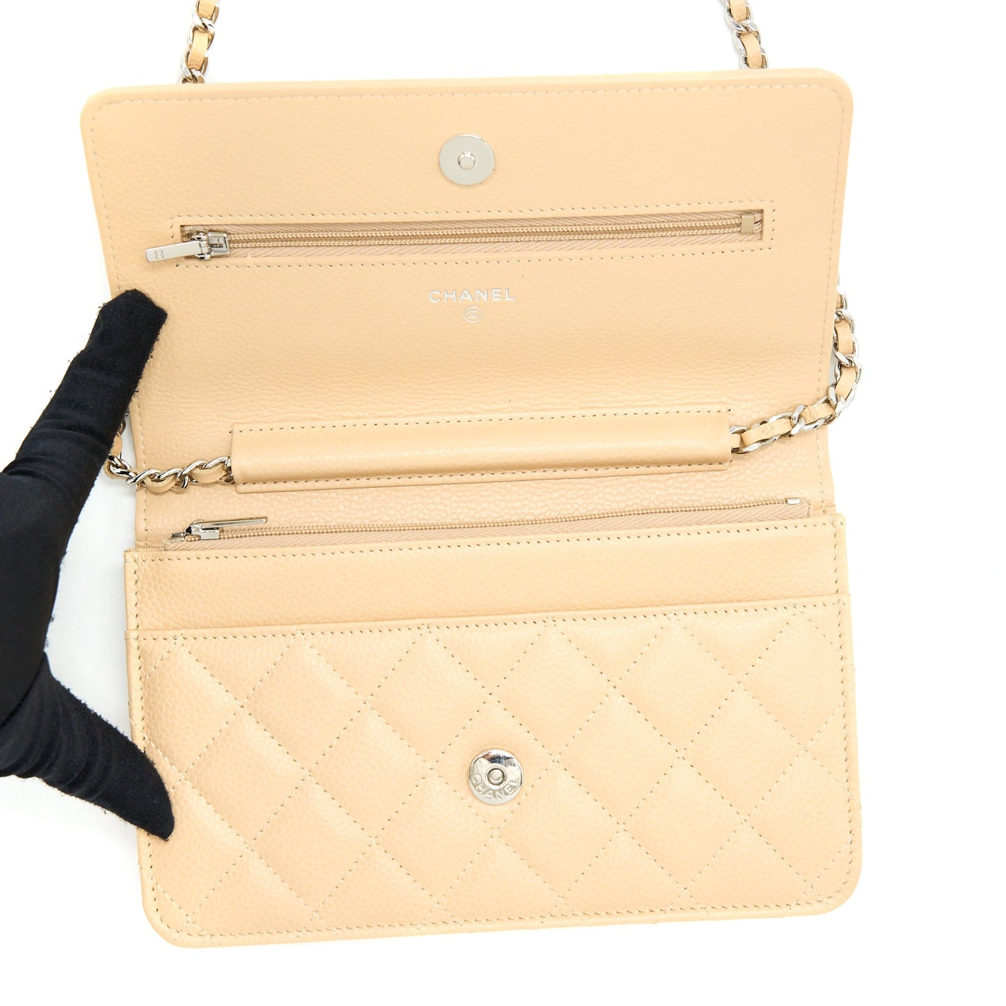 Chanel Classic Wallet On Chain Caviar Beige