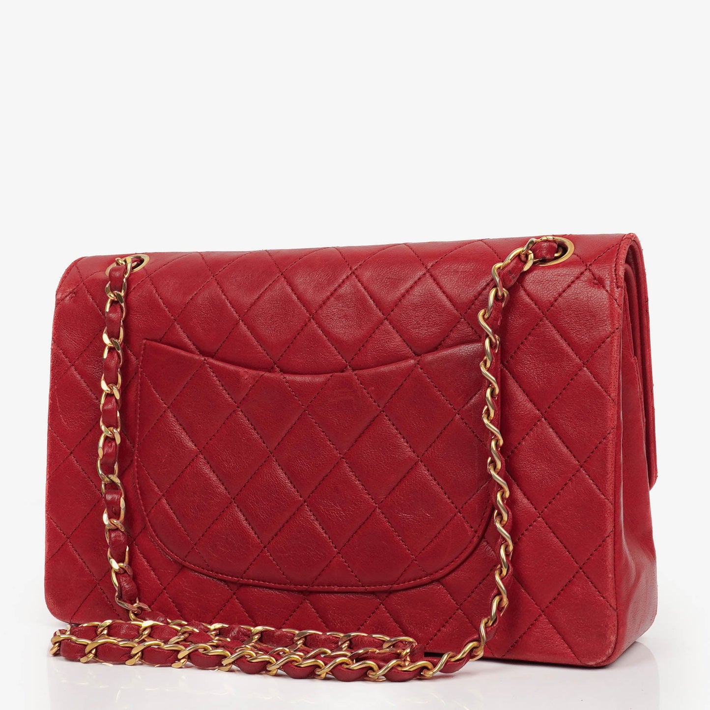 Chanel  Classic Double Flap Bag in Quilted Red Lambskin with 24K Gold-Plated Hardware