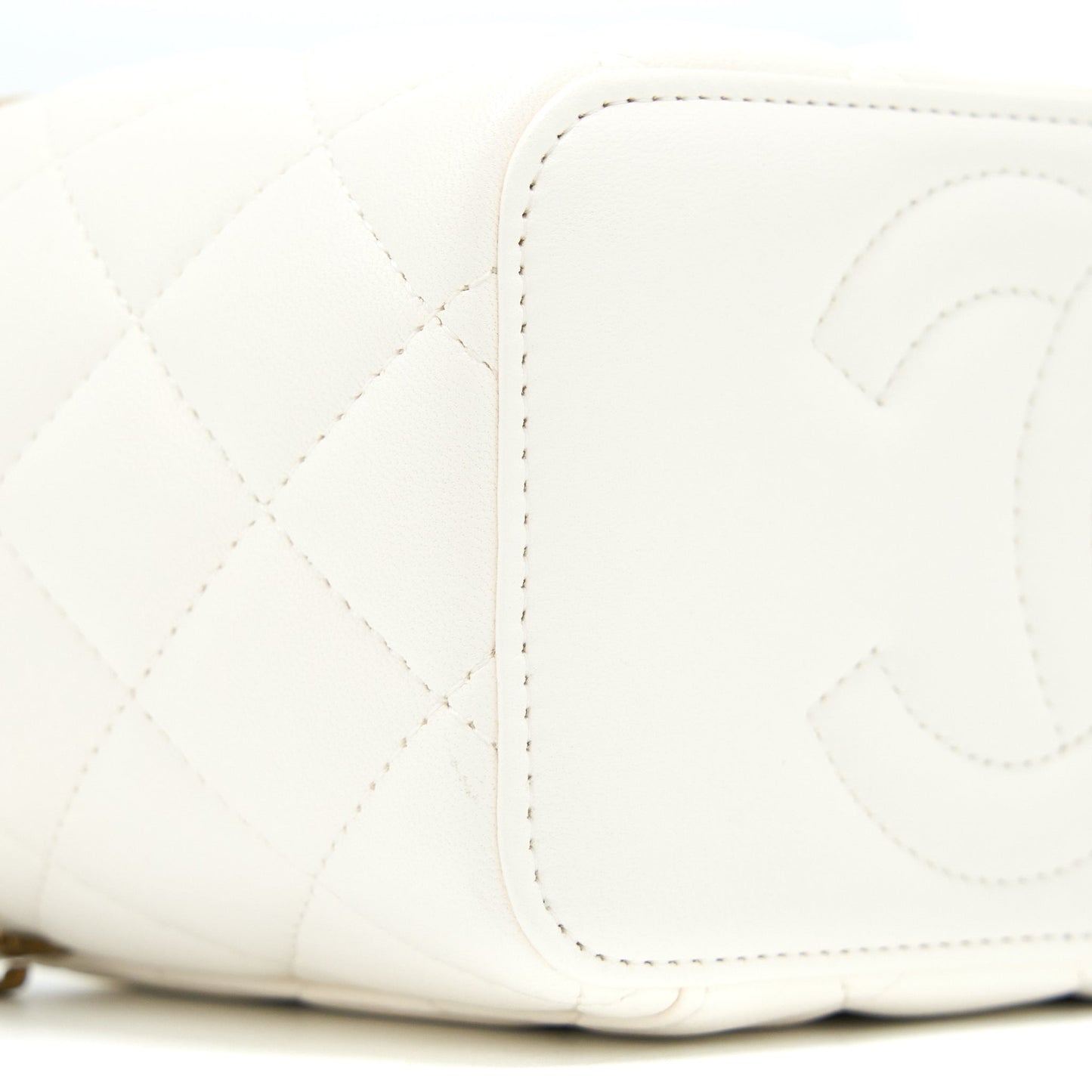 Chanel Coco Letter Long Vanity with Chain Lambskin White