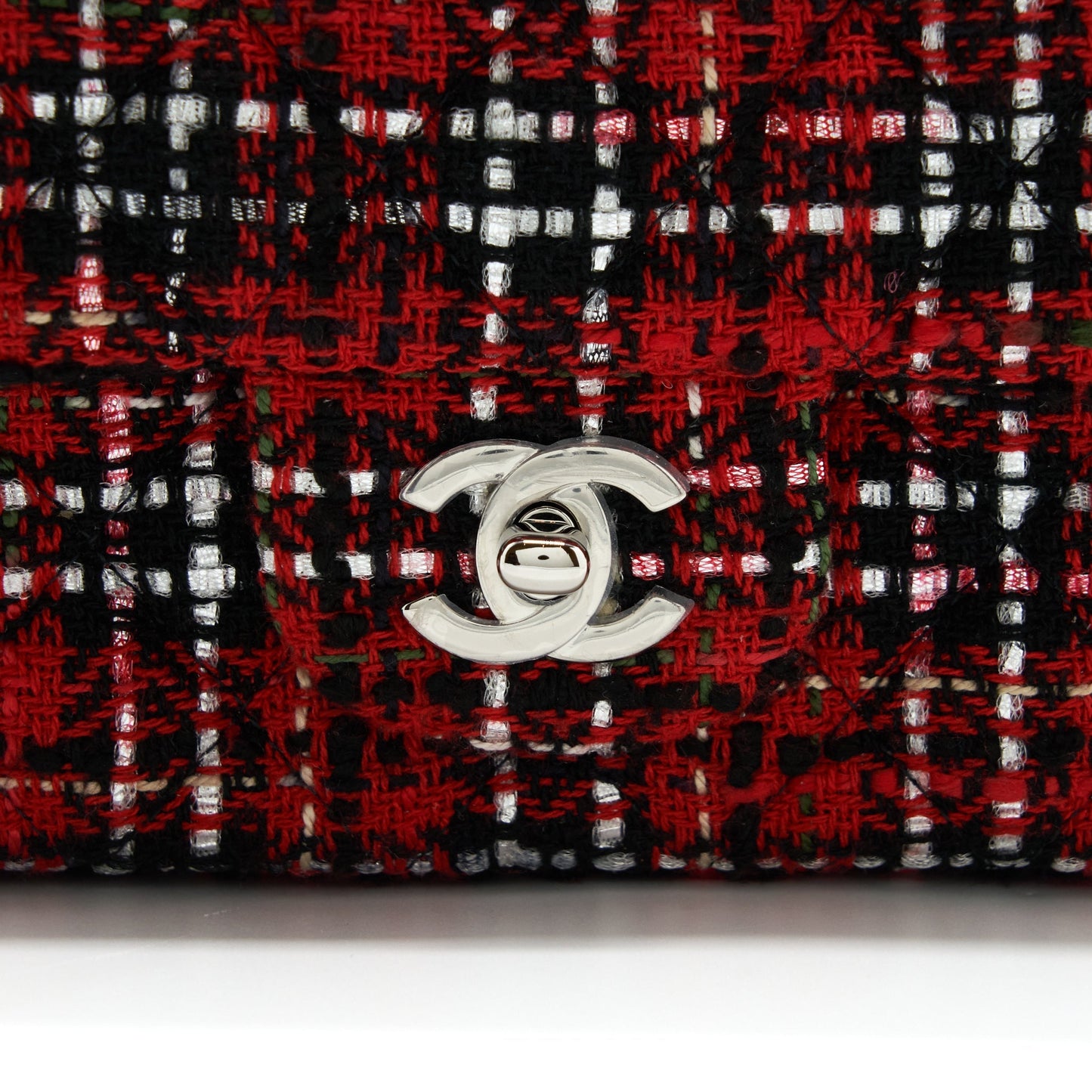 Chanel Mini Rectangular Flap Bag Tweed Red/ Black