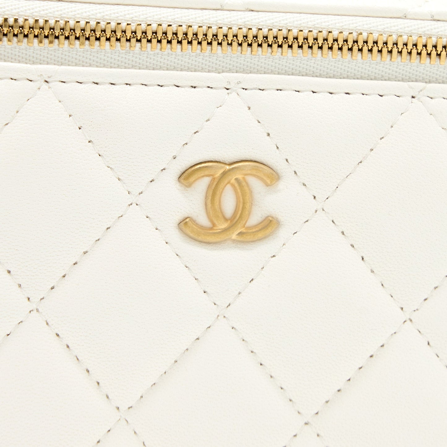 Chanel Coco Letter Long Vanity with Chain Lambskin White
