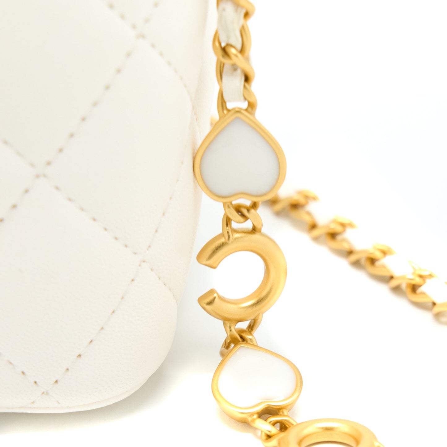 Chanel Coco Letter Long Vanity with Chain Lambskin White