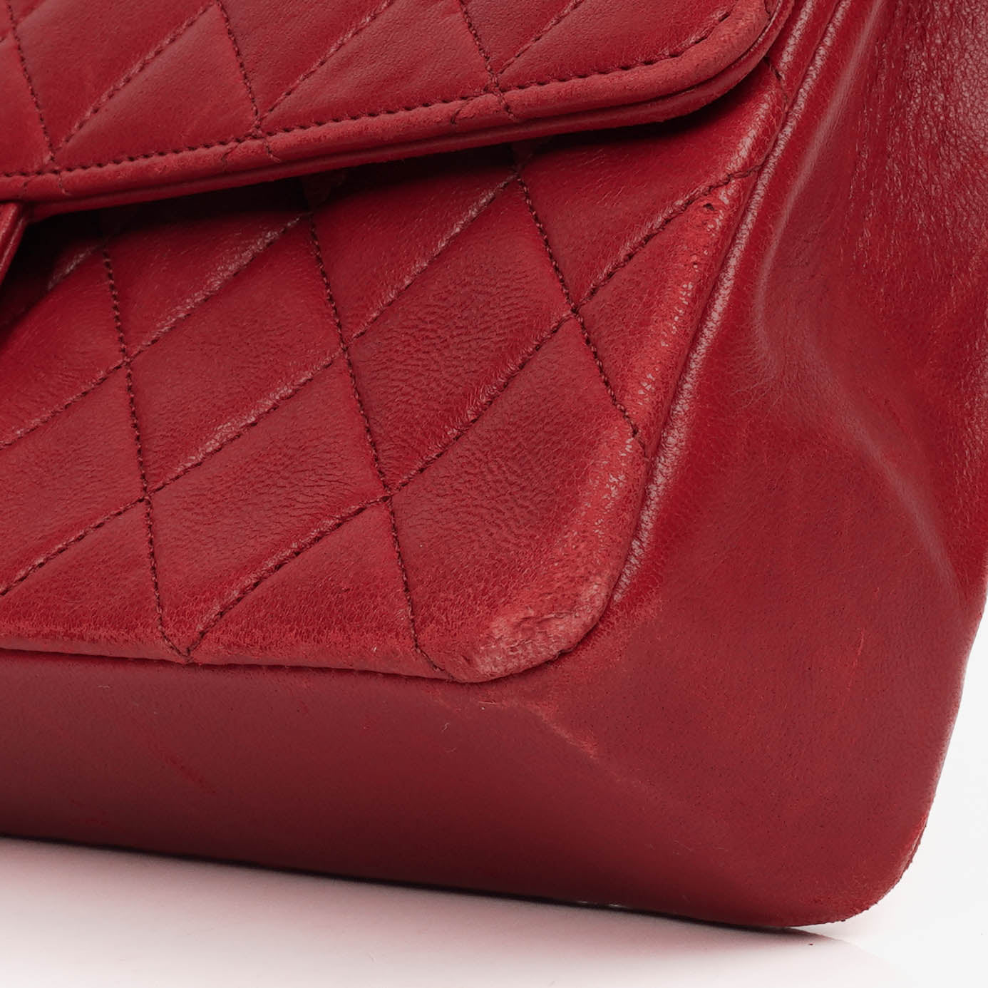 Chanel  Classic Double Flap Bag in Quilted Red Lambskin with 24K Gold-Plated Hardware
