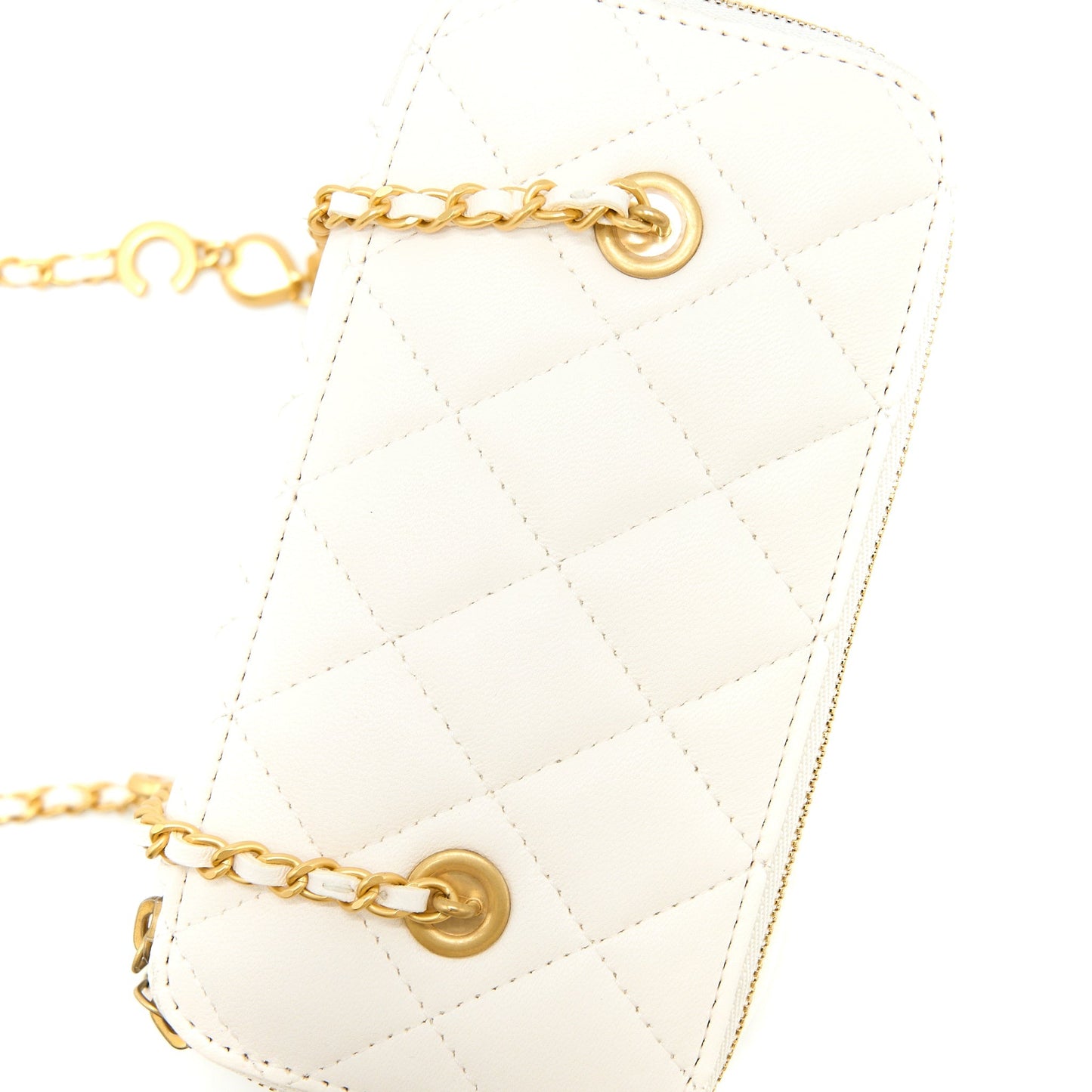 Chanel Coco Letter Long Vanity with Chain Lambskin White