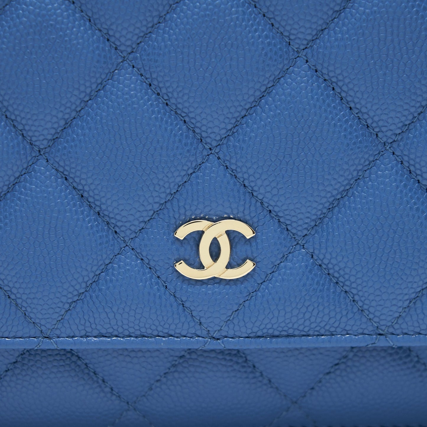Chanel Classic Wallet On Chain Caviar Light Blue L