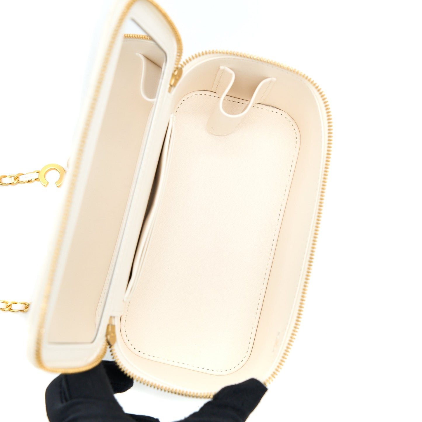 Chanel Coco Letter Long Vanity with Chain Lambskin White