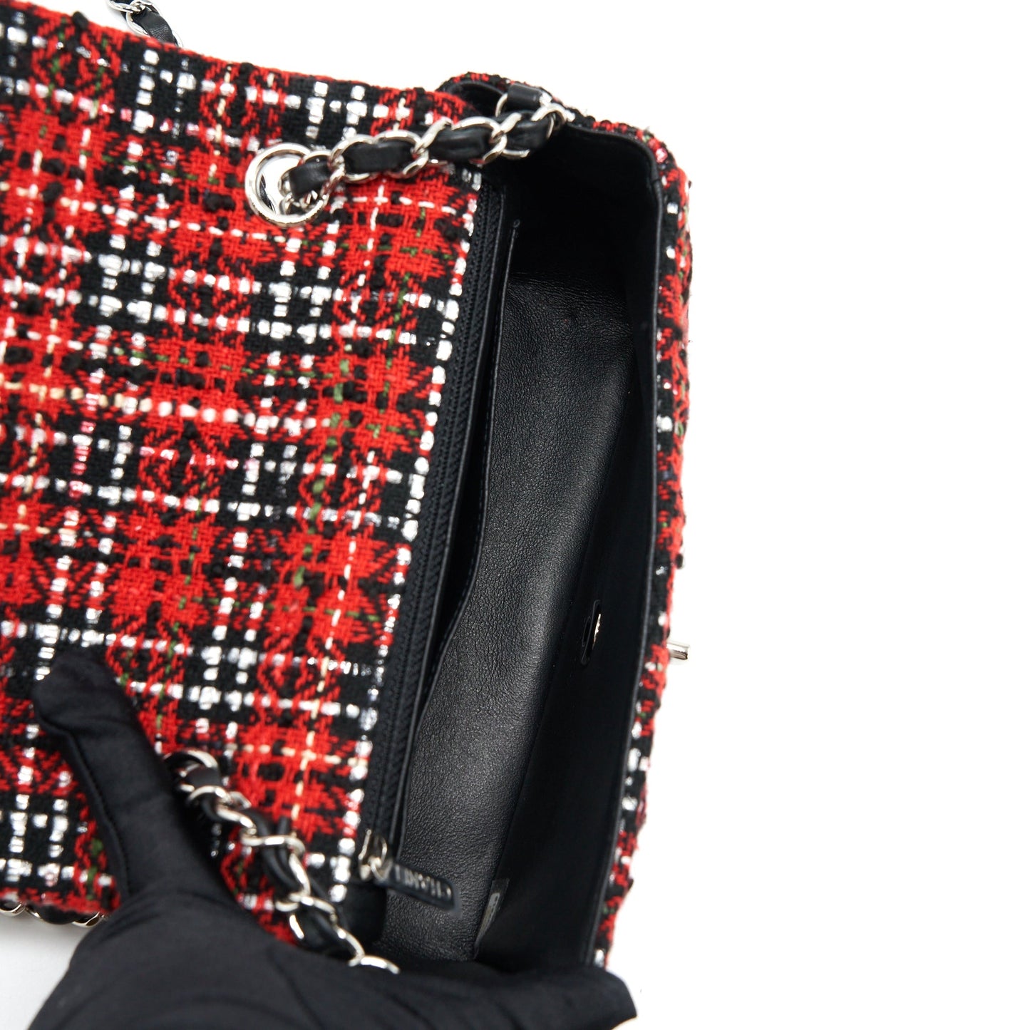 Chanel Mini Rectangular Flap Bag Tweed Red/ Black