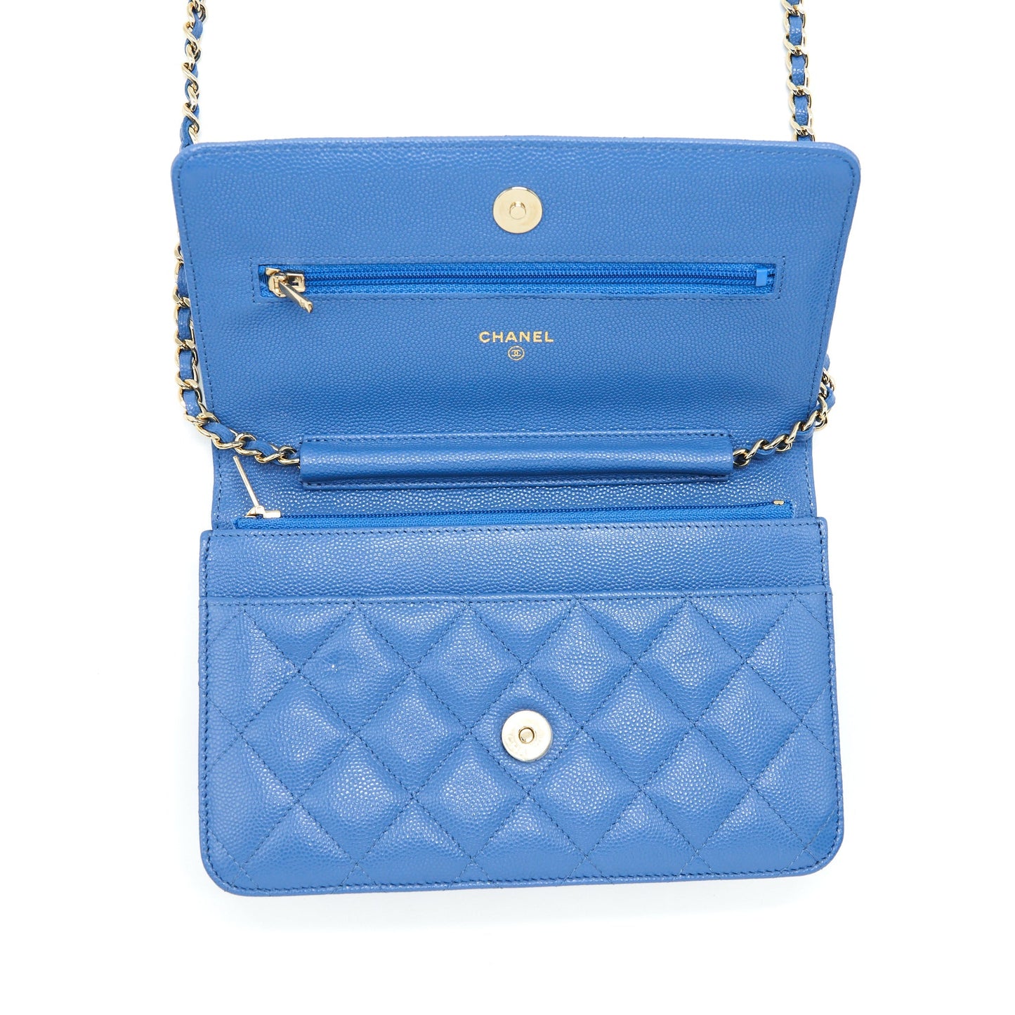 Chanel Classic Wallet On Chain Caviar Light Blue L