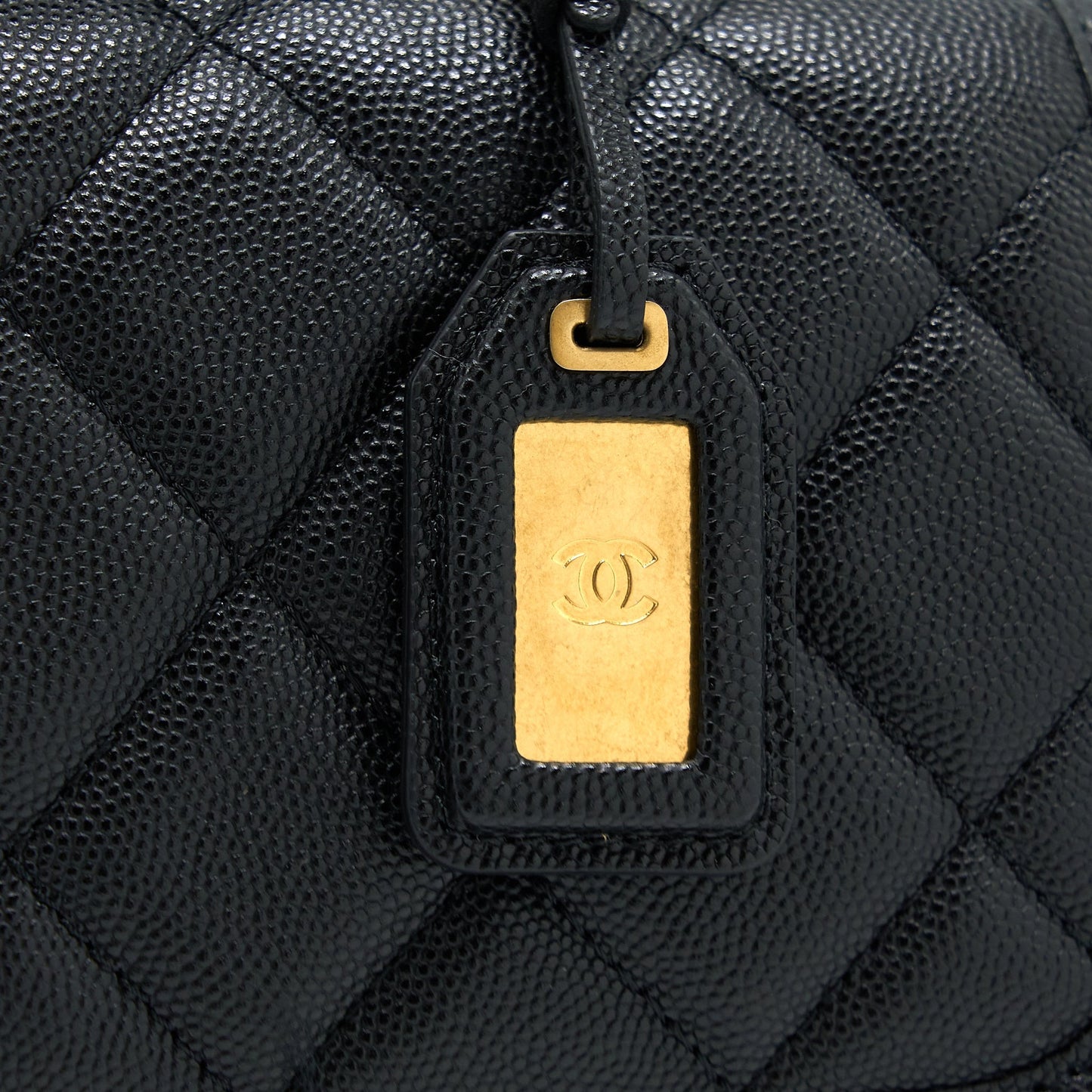 Chanel 22K Top Handle Messenger Bag Caviar Black Brushed  (Microchip)