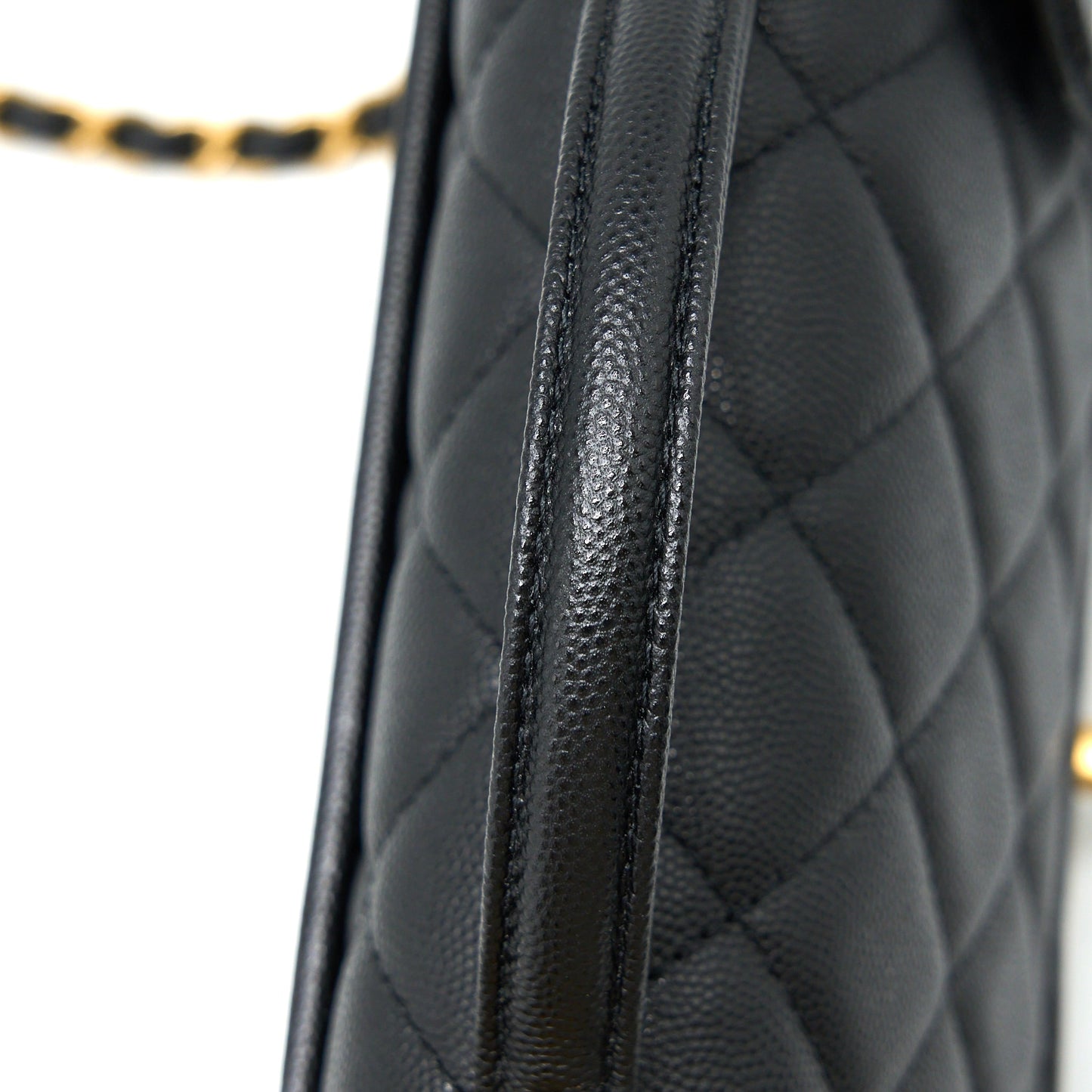 Chanel 22K Top Handle Messenger Bag Caviar Black Brushed  (Microchip)