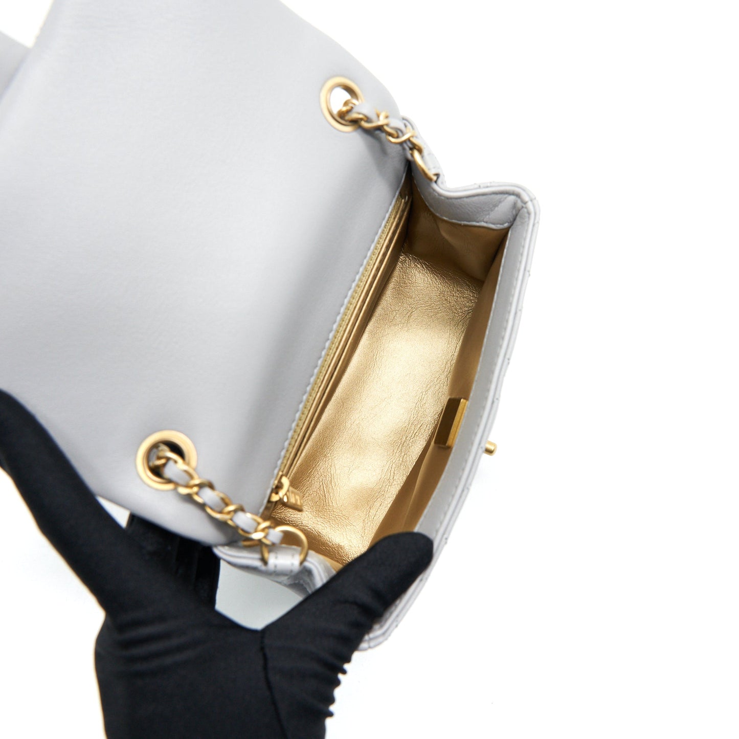 Chanel 21B Pearl Crush mini square Flap Bag grey