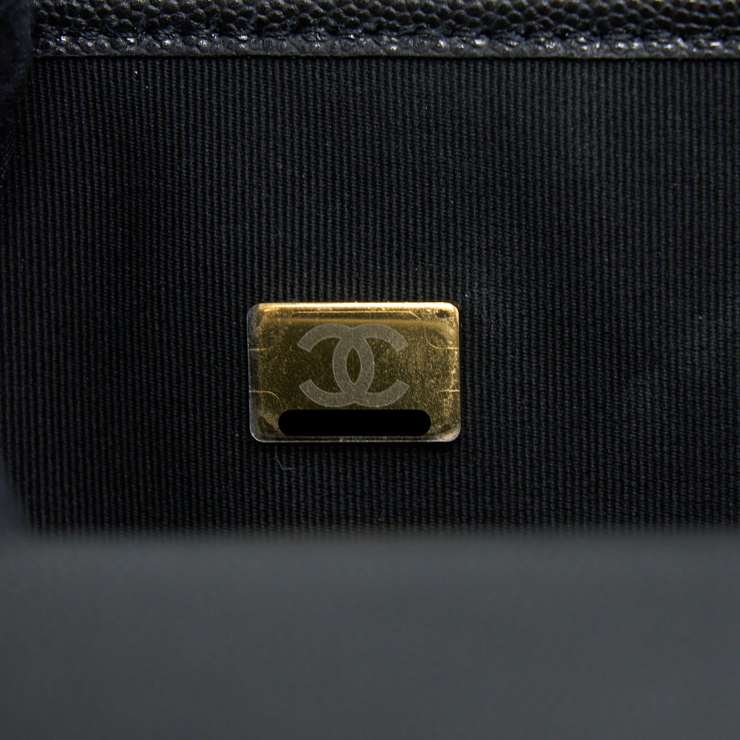 Chanel 22K Top Handle Messenger Bag Caviar Black Brushed  (Microchip)