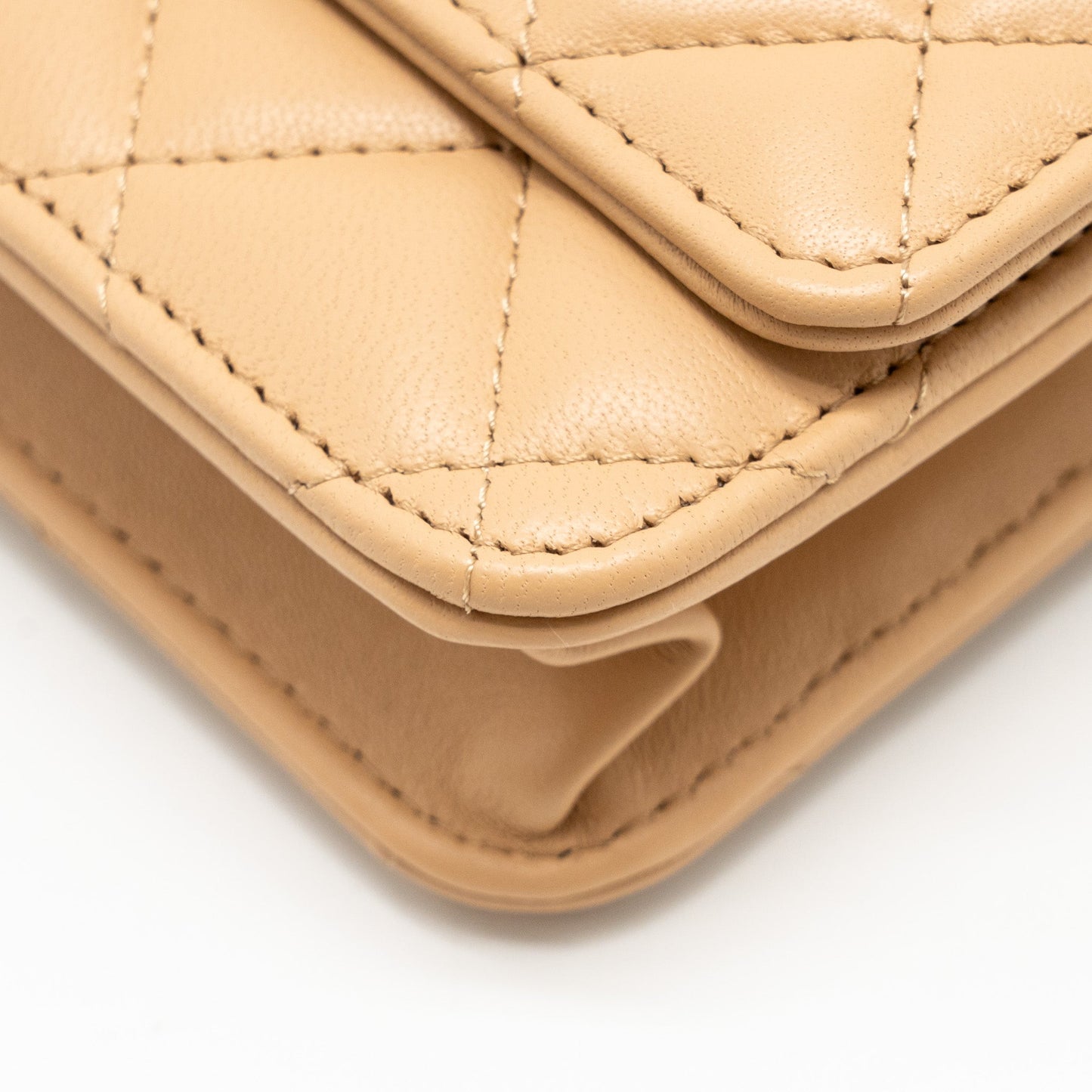 Chanel Pearl Crush Wallet On Chain Lambskin Beige  (microchip)