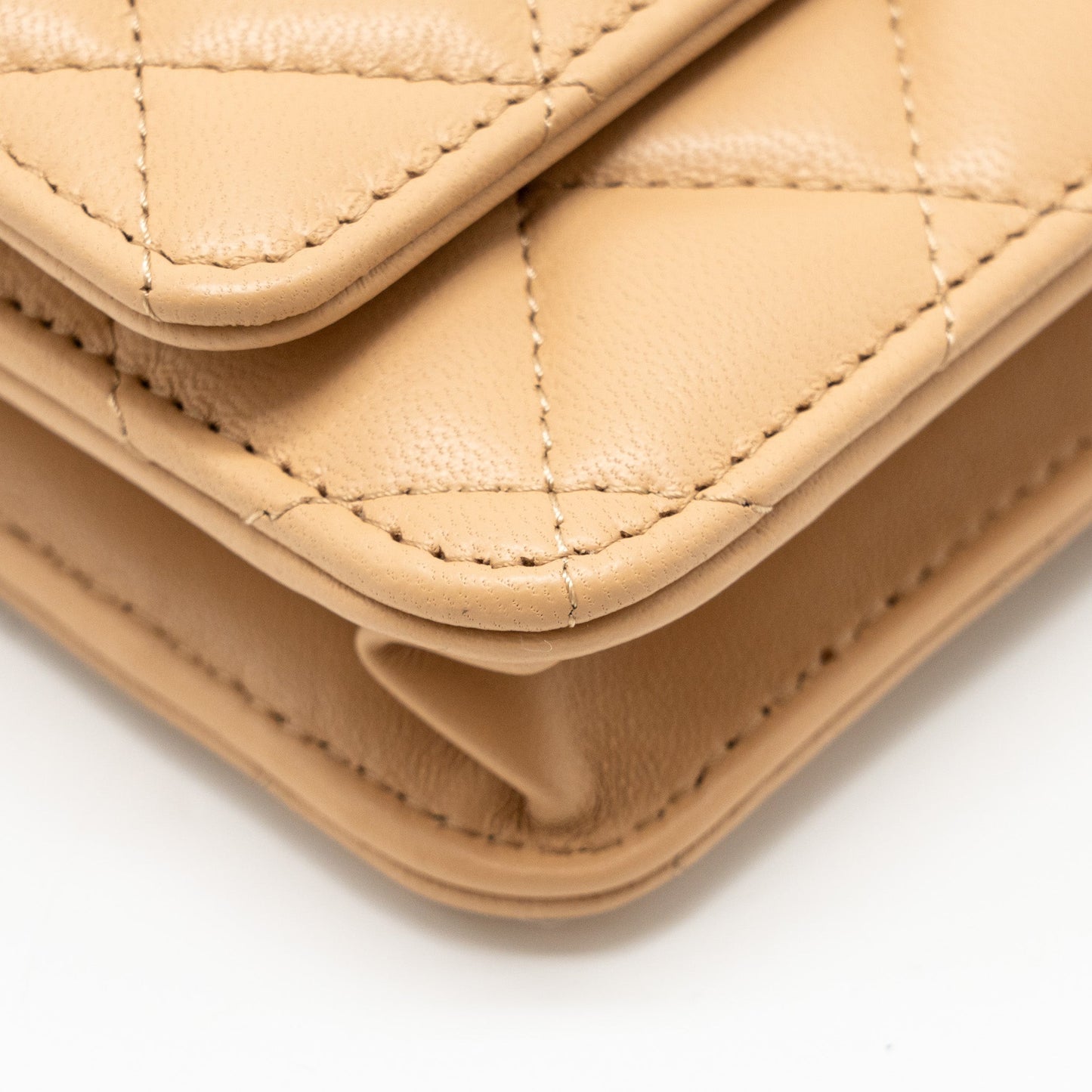 Chanel Pearl Crush Wallet On Chain Lambskin Beige  (microchip)