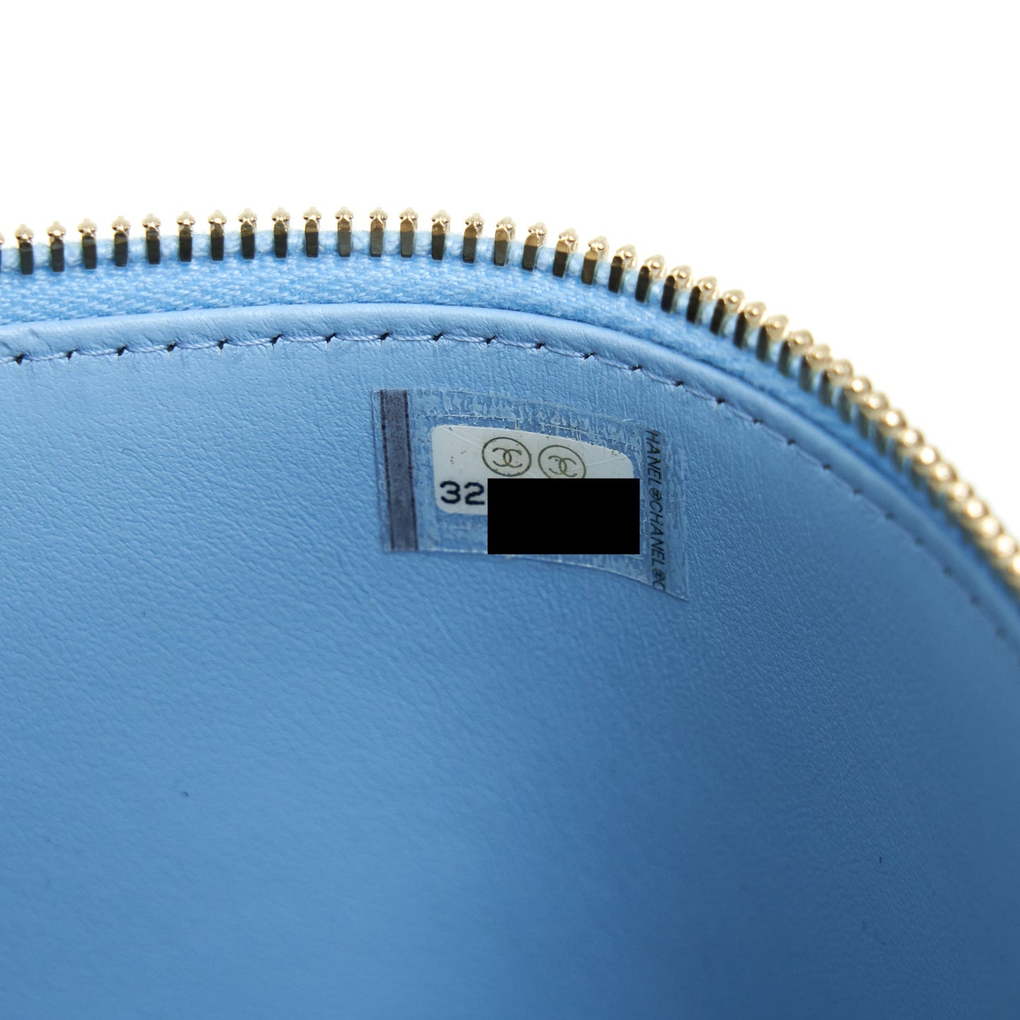 Chanel 22S Long Vanity Case With Letter Handle Caviar Light Blue