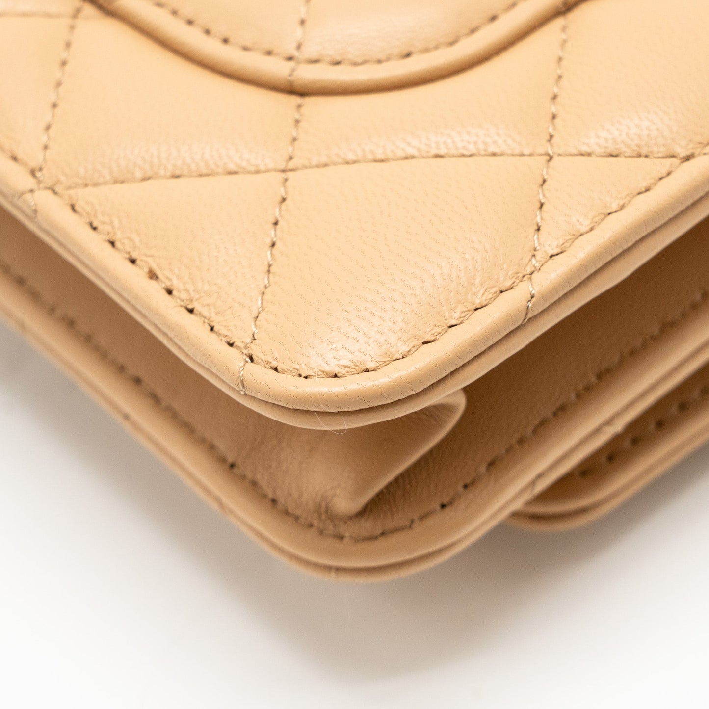 Chanel Pearl Crush Wallet On Chain Lambskin Beige  (microchip)