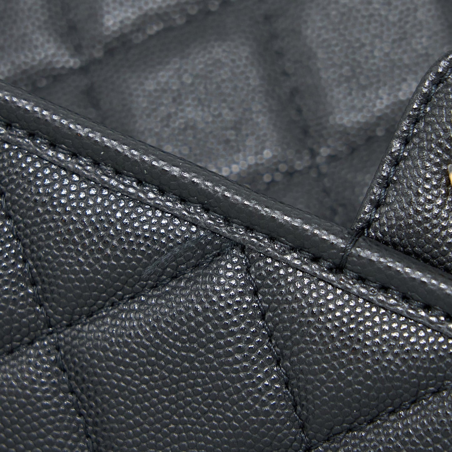 Chanel 22K Top Handle Messenger Bag Caviar Black Brushed  (Microchip)