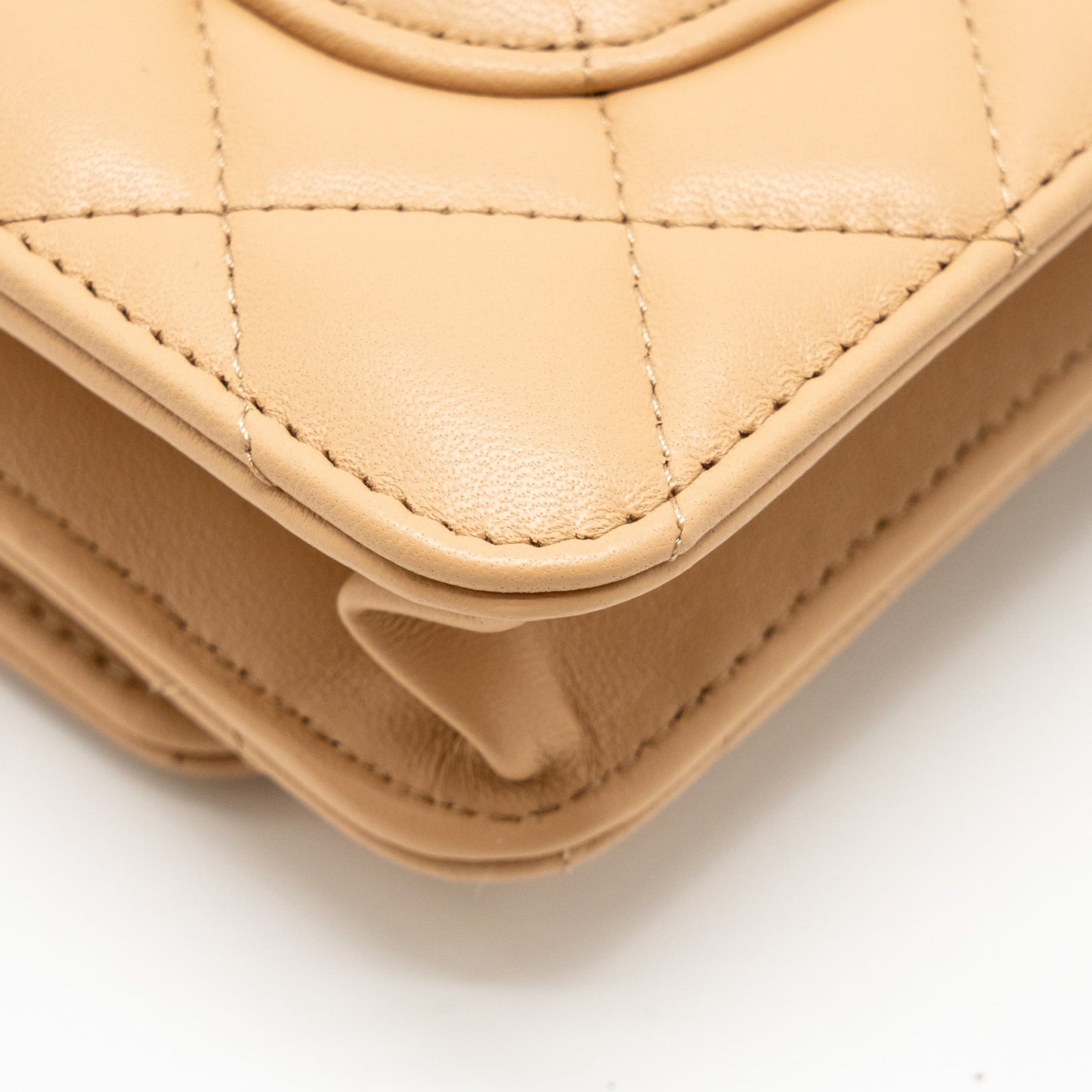 Chanel Pearl Crush Wallet On Chain Lambskin Beige  (microchip)