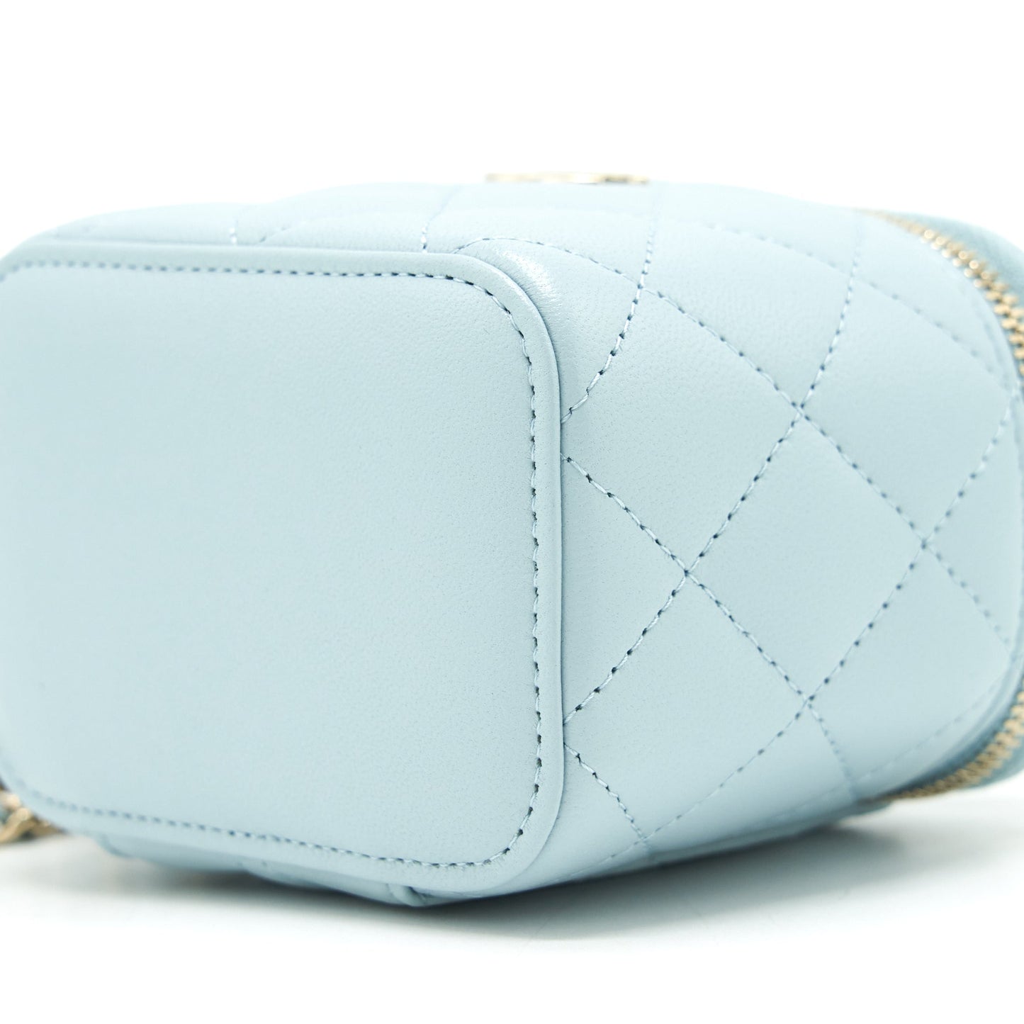 Chanel 22S Mini Top Handle Vanity Case Lambskin Light Blue L