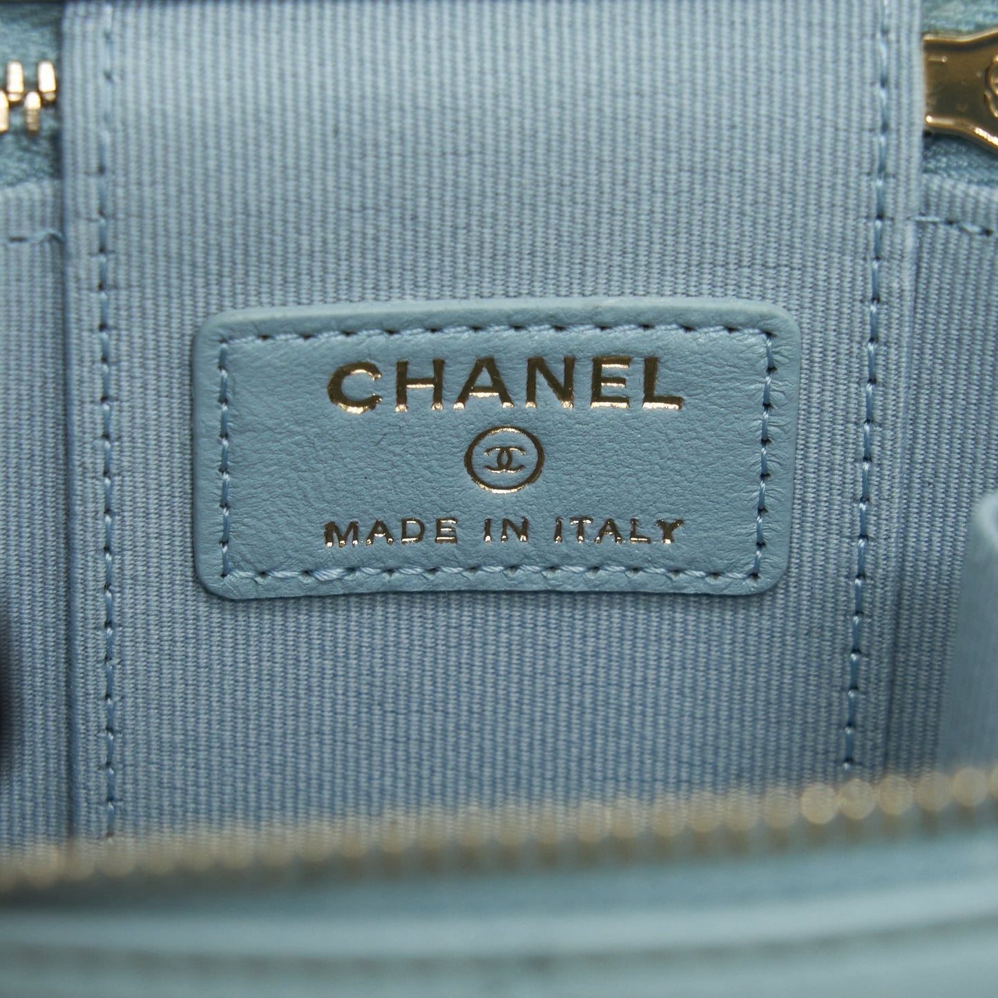 Chanel 22S Mini Top Handle Vanity Case Lambskin Light Blue L