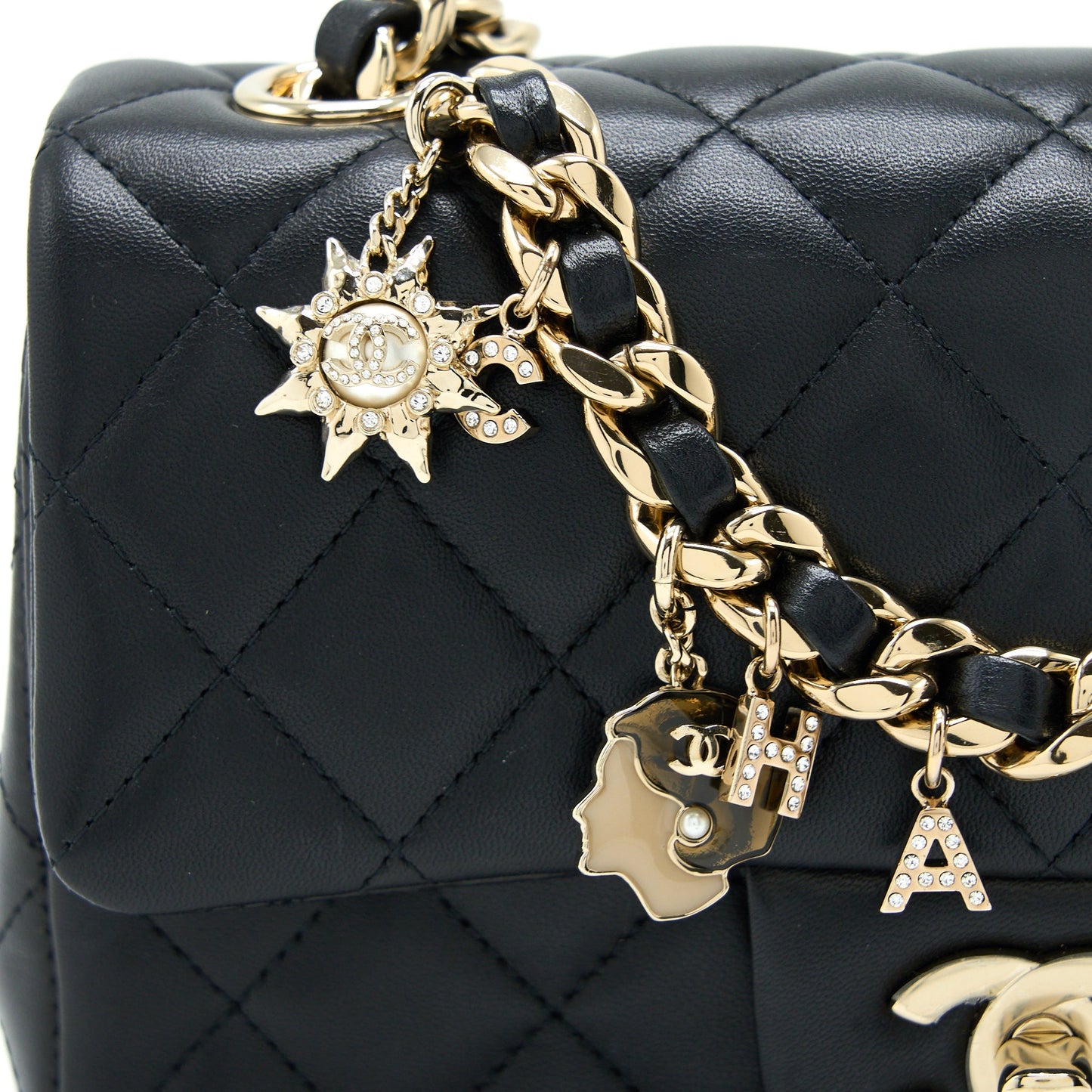 Chanel Mini Rectangular with Coco Bag Charm Limited Edition Lambskin Black L